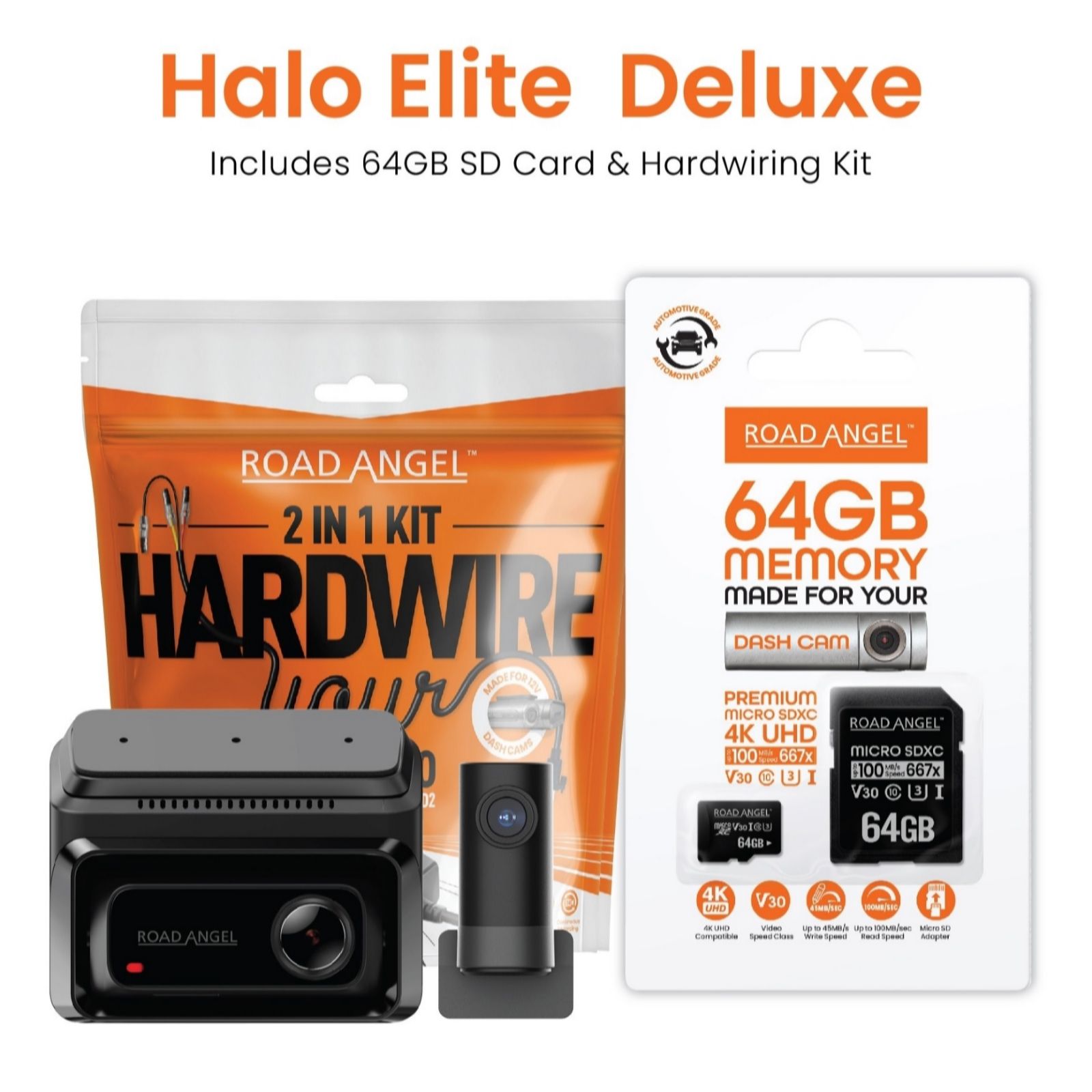 Road Angel Halo Elite Dual Dash Cam Bundle w/Sony Night Vision