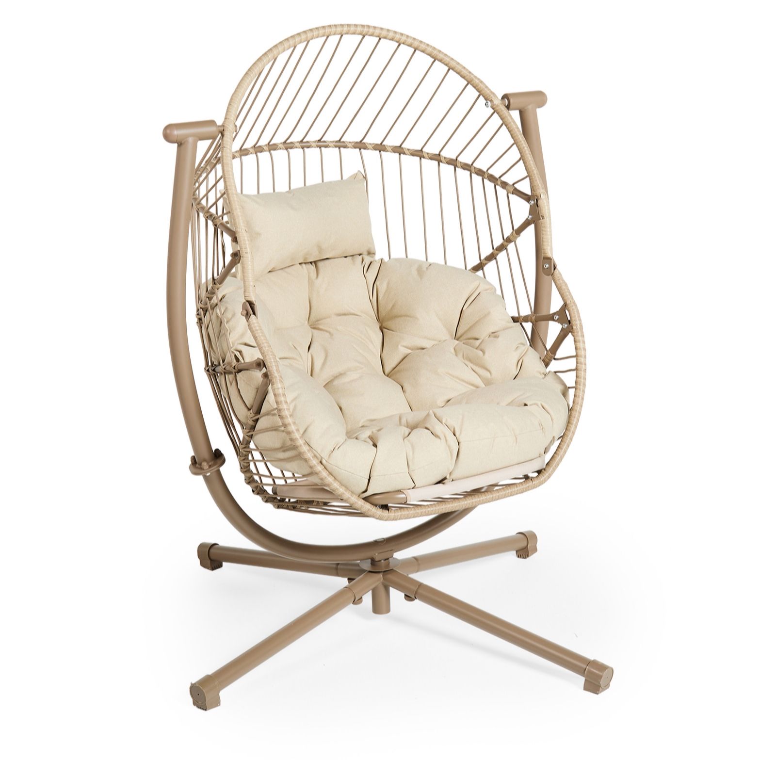 Outlet abode Indoor Outdoor Rocking Swivel Egg Chair & Folding Basket