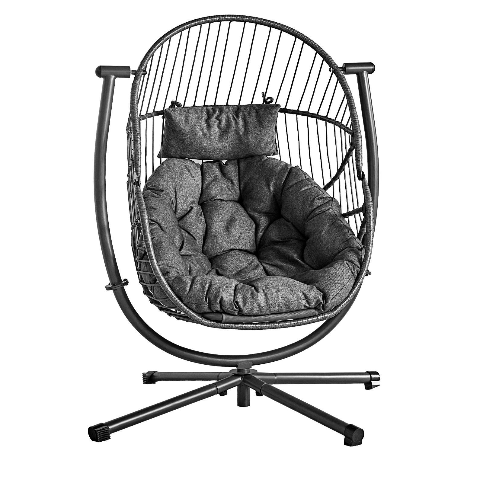 Outlet abode Indoor Outdoor Rocking Swivel Egg Chair & Folding Basket