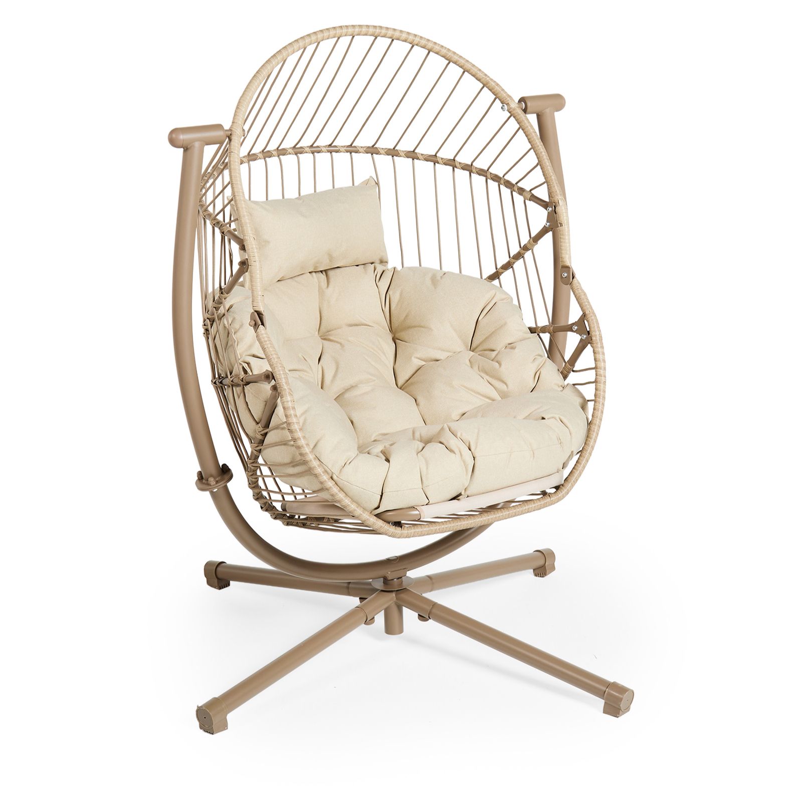 Outlet abode Indoor Outdoor Rocking Swivel Egg Chair & Folding Basket