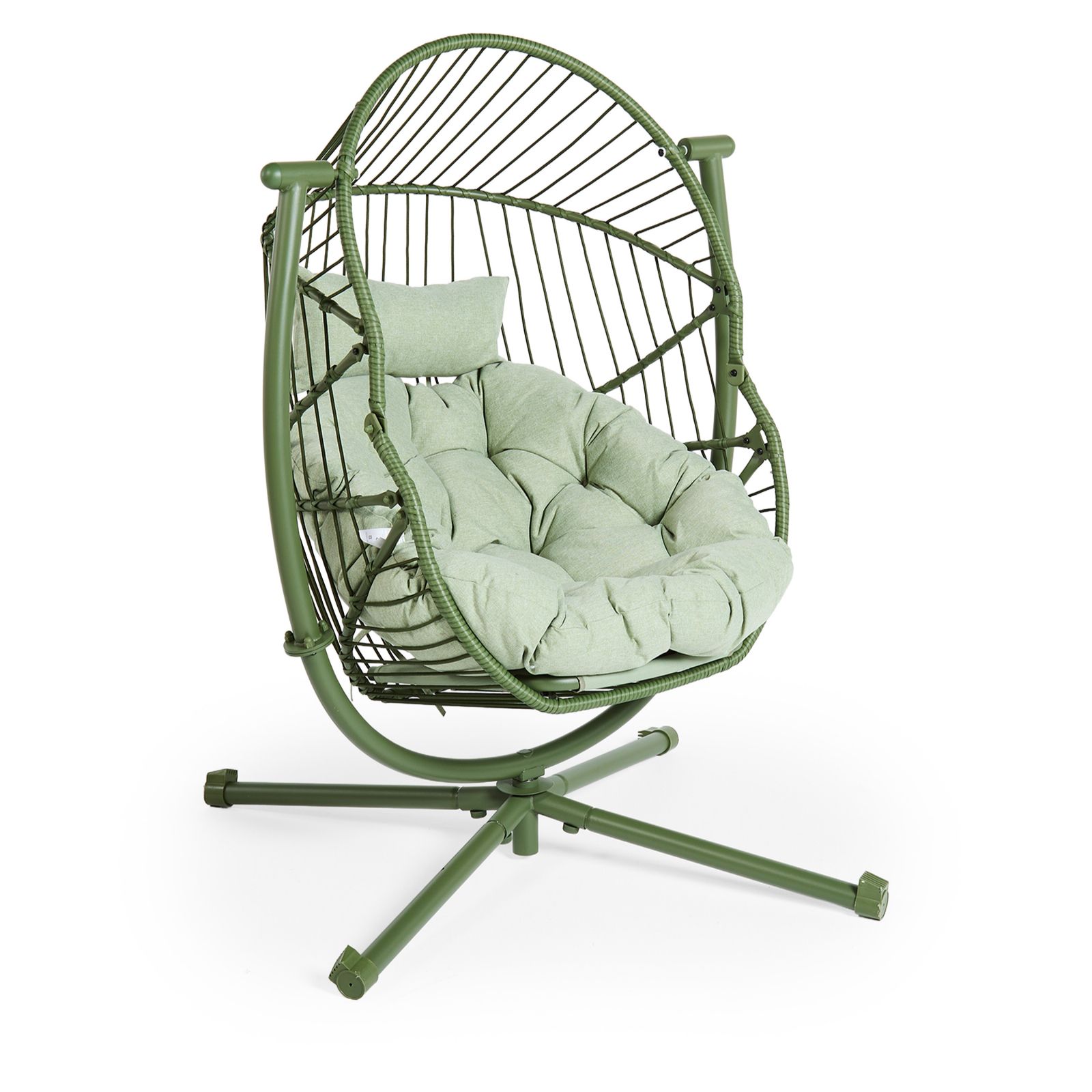 Outlet abode Indoor Outdoor Rocking Swivel Egg Chair & Folding Basket