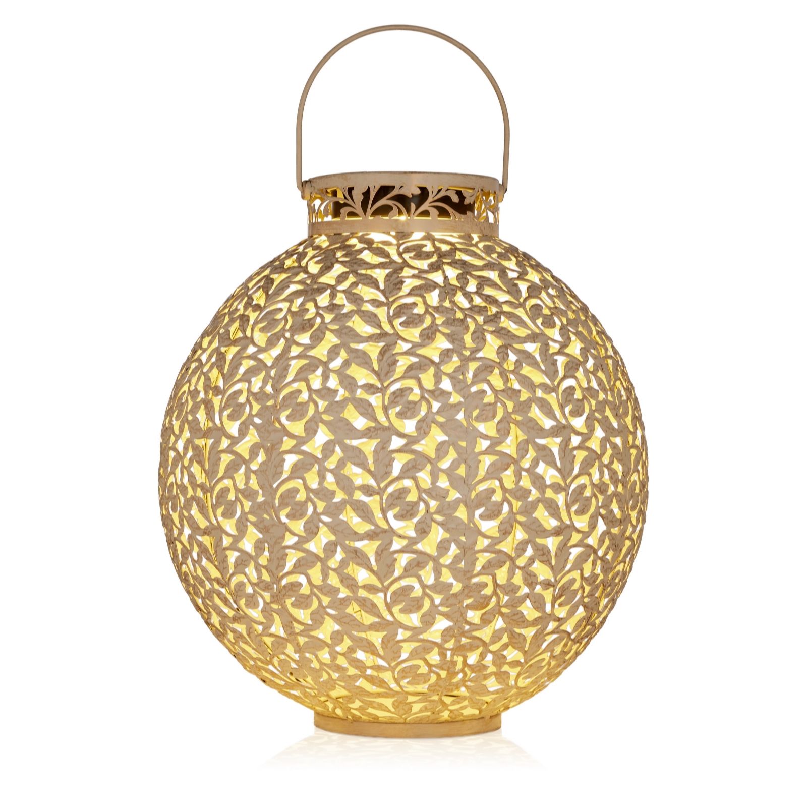 Garden Stories Outdoor Solar Leaf Pattern Round Lantern
