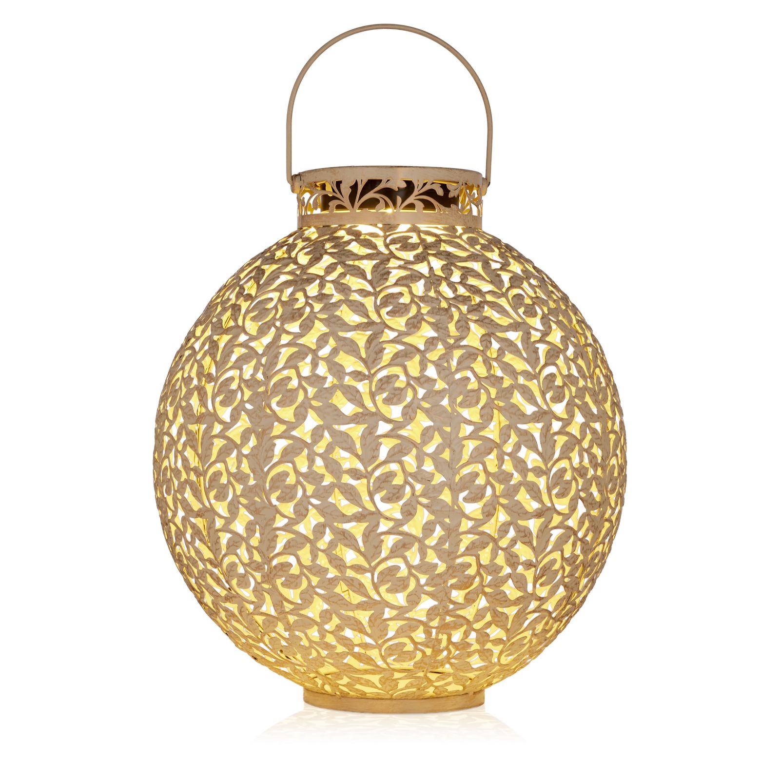 Garden Stories Outdoor Solar Leaf Pattern Round Lantern