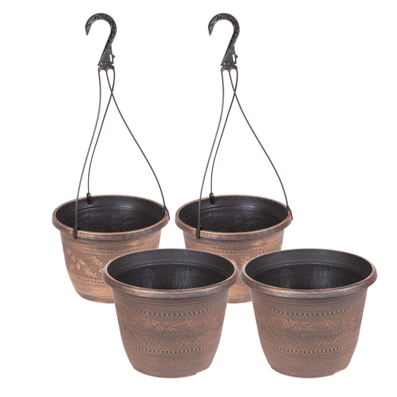  YouGarden Set of 4 10" 'Acorn' Round Planters and Baskets