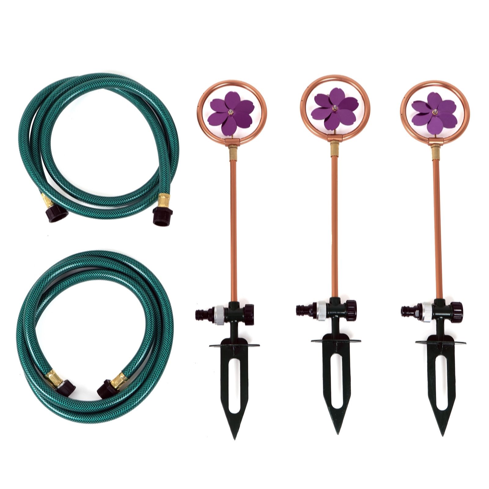 Outlet Bernini Set of 3 Flower Spinning Sprinkler Stakes