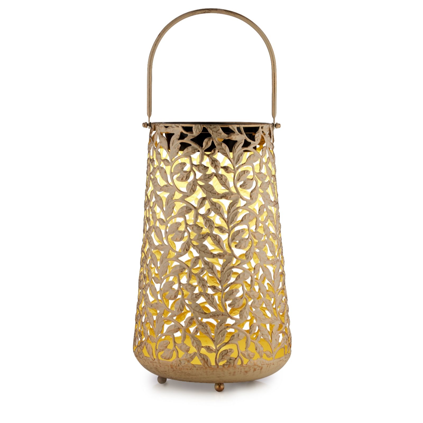  Garden Stories Outdoor Solar Leaf Pattern Cylindrical Lantern - 745346