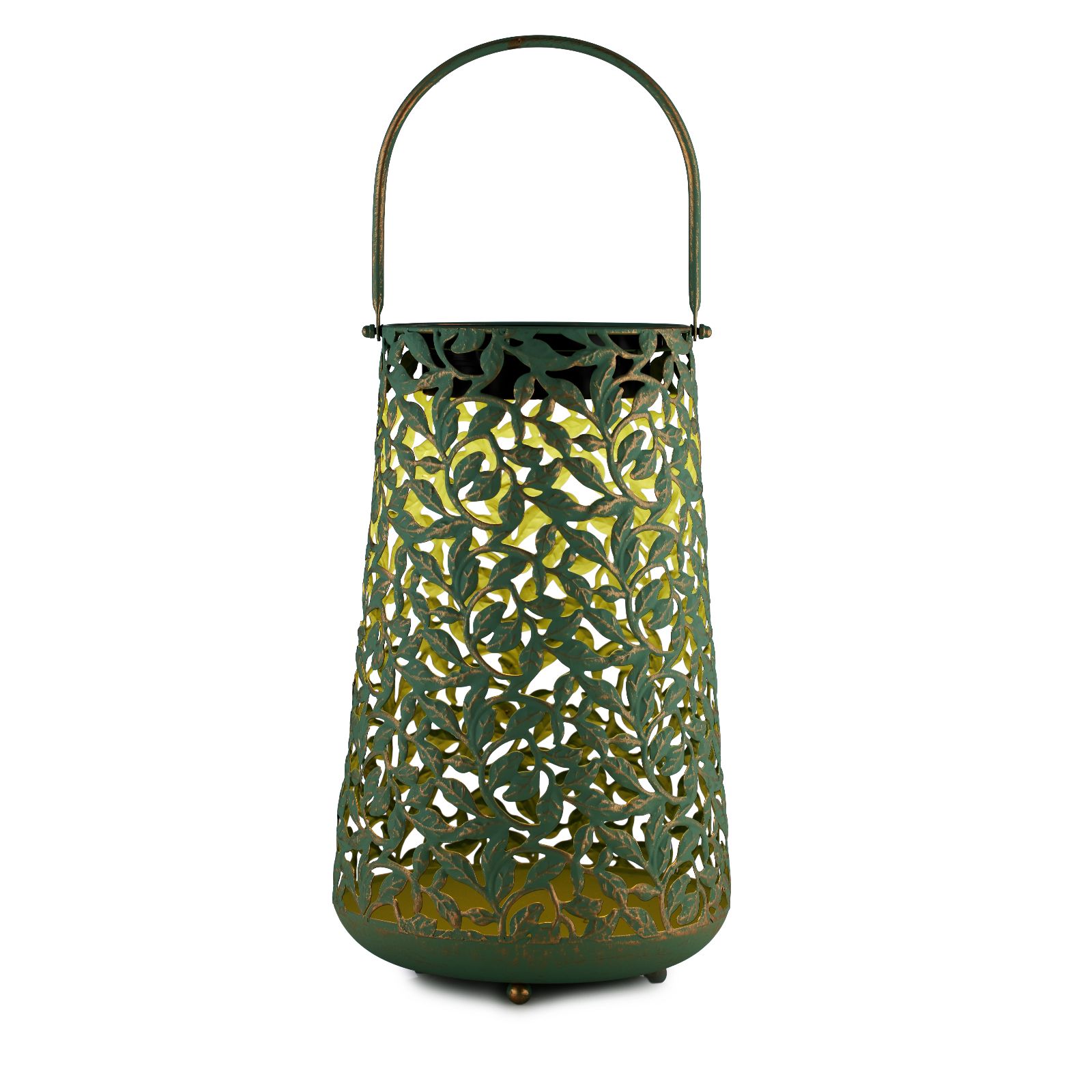 Garden Stories Outdoor Solar Leaf Pattern Cylindrical Lantern