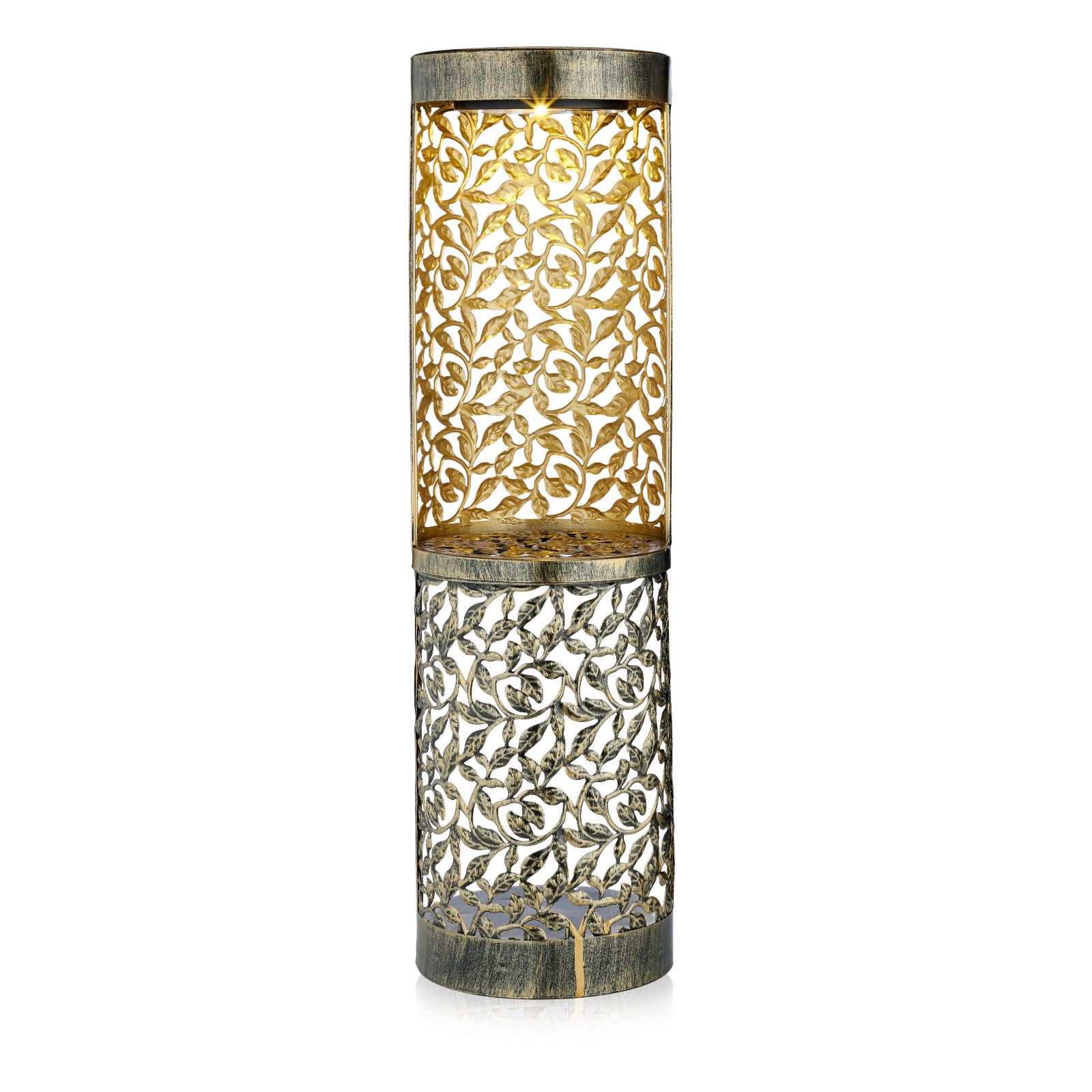 Garden Stories Solar Leaf Fretwork Pillar