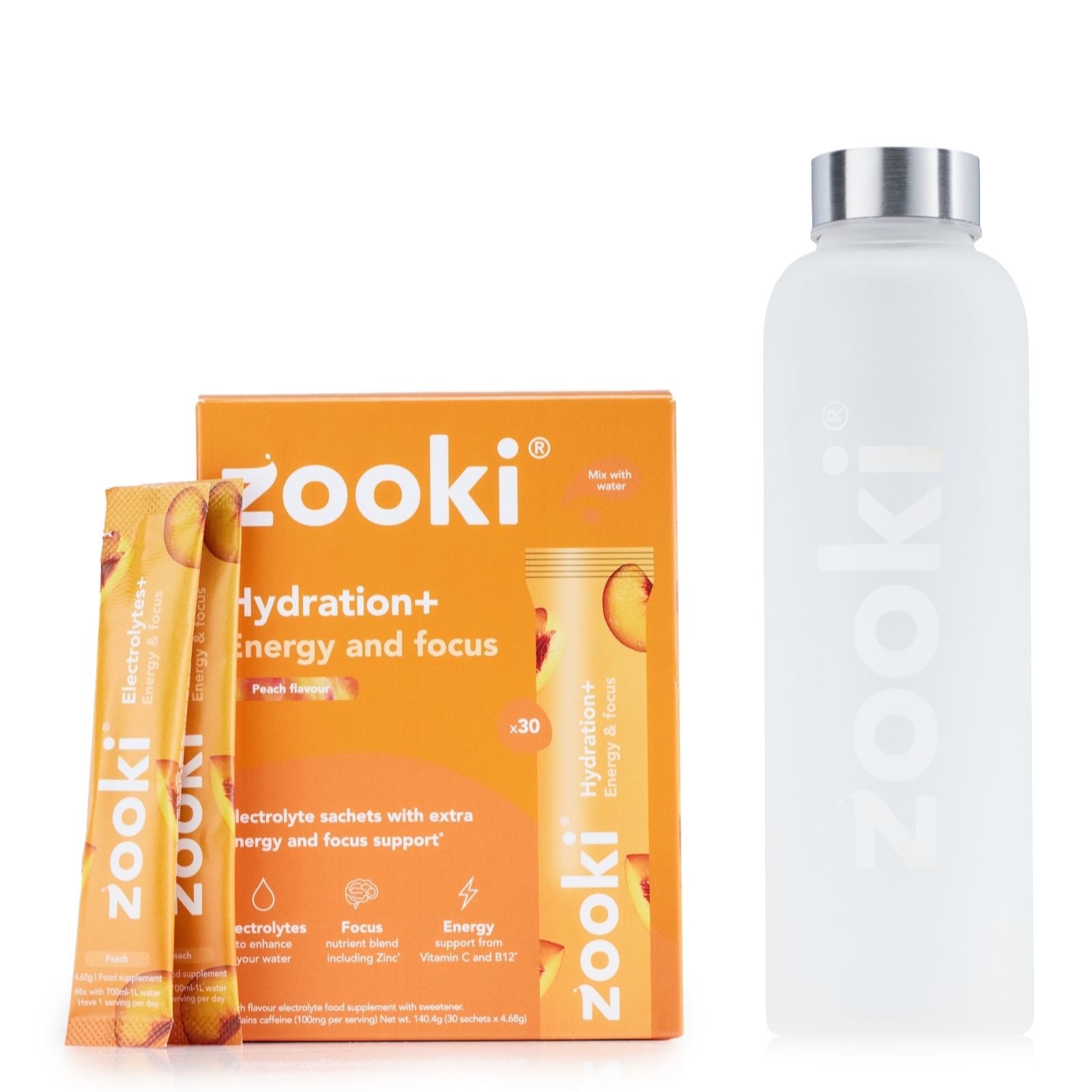 Zooki Hydration+ 1 Month Supply with Water Bottle