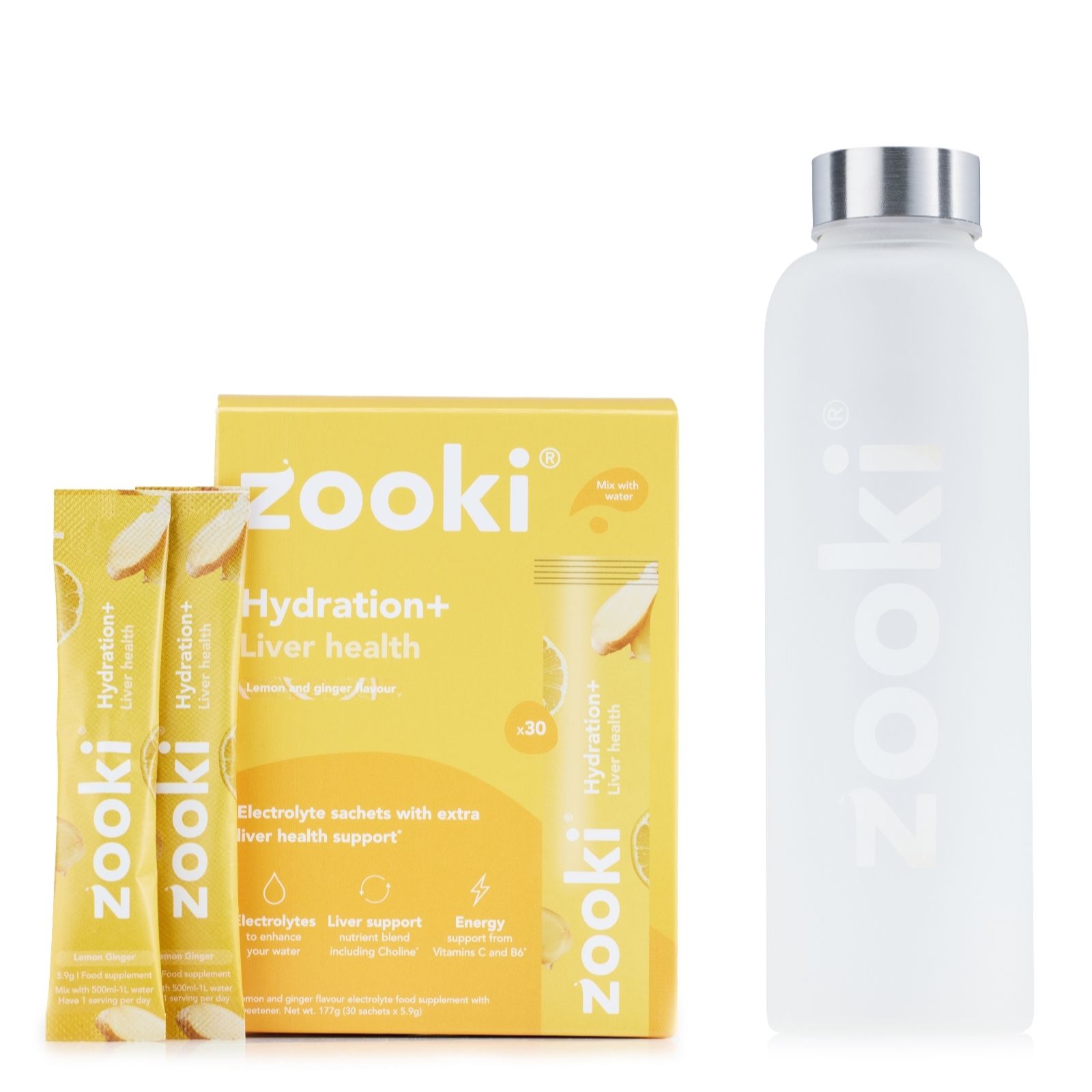 Zooki Hydration+ 1 Month Supply with Water Bottle