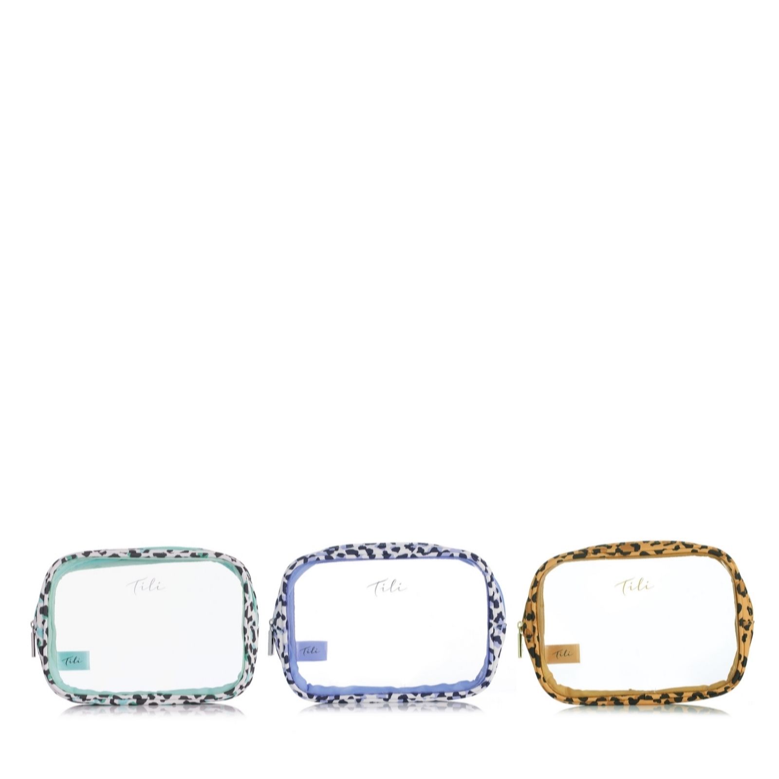 Outlet Tili Set of 3 Leopard Print Cosmetic Bags