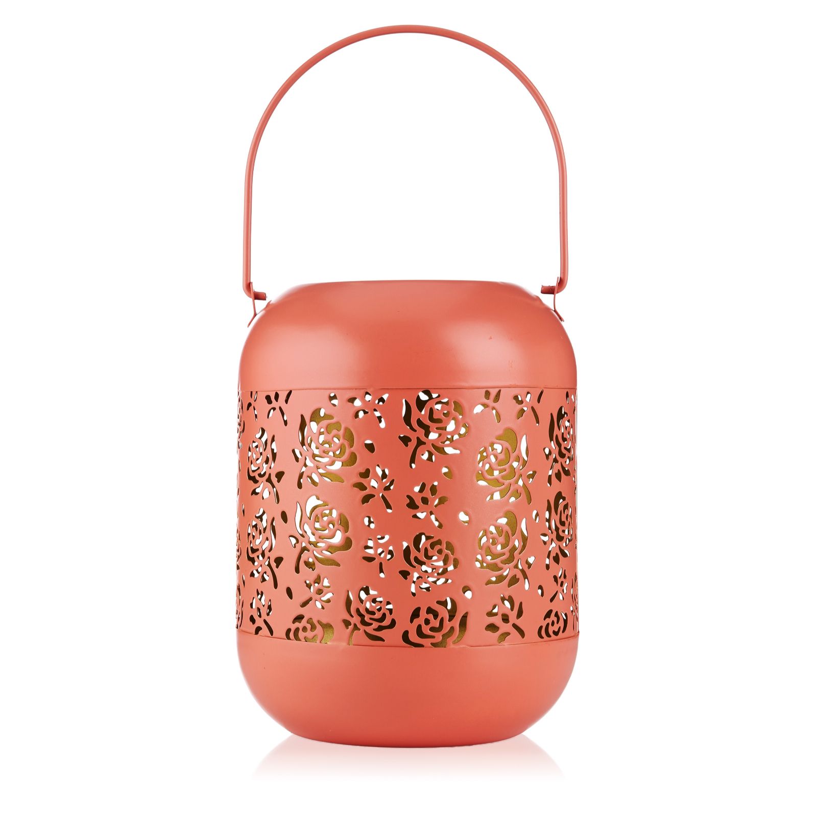 Garden Stories Metal Rose Fretwork Lantern 19cm