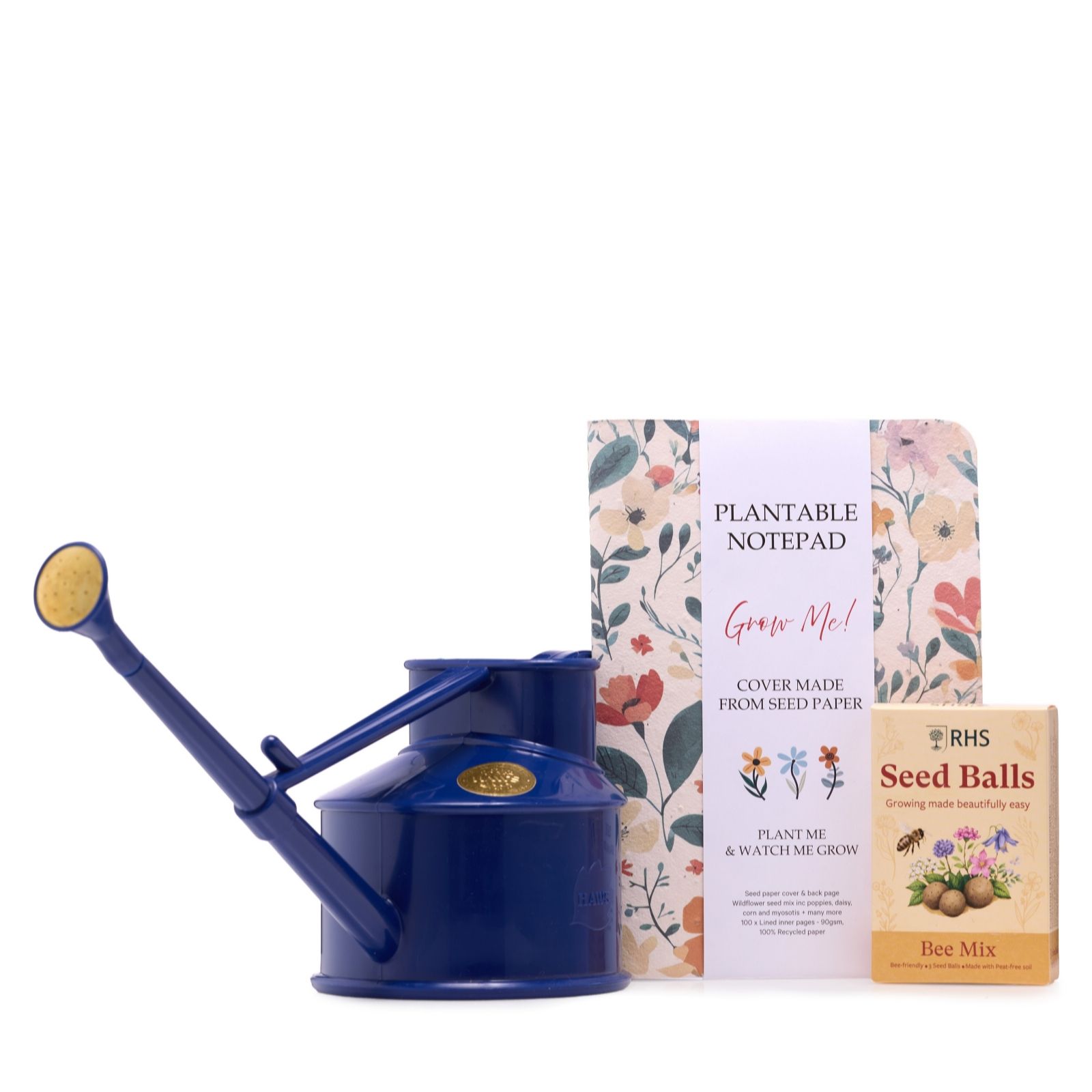 Willsow Plantable Notebook Bee Mix Seed Balls & Watering Can Bundle