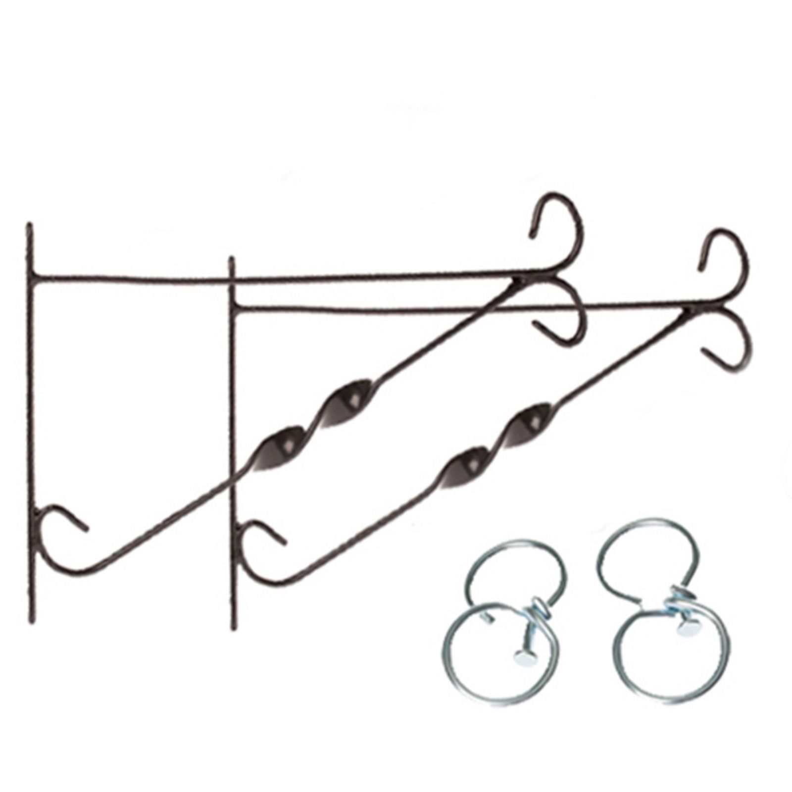 YouGarden Pair of 12" Hanging Basket Brackets with Swivel Hooks