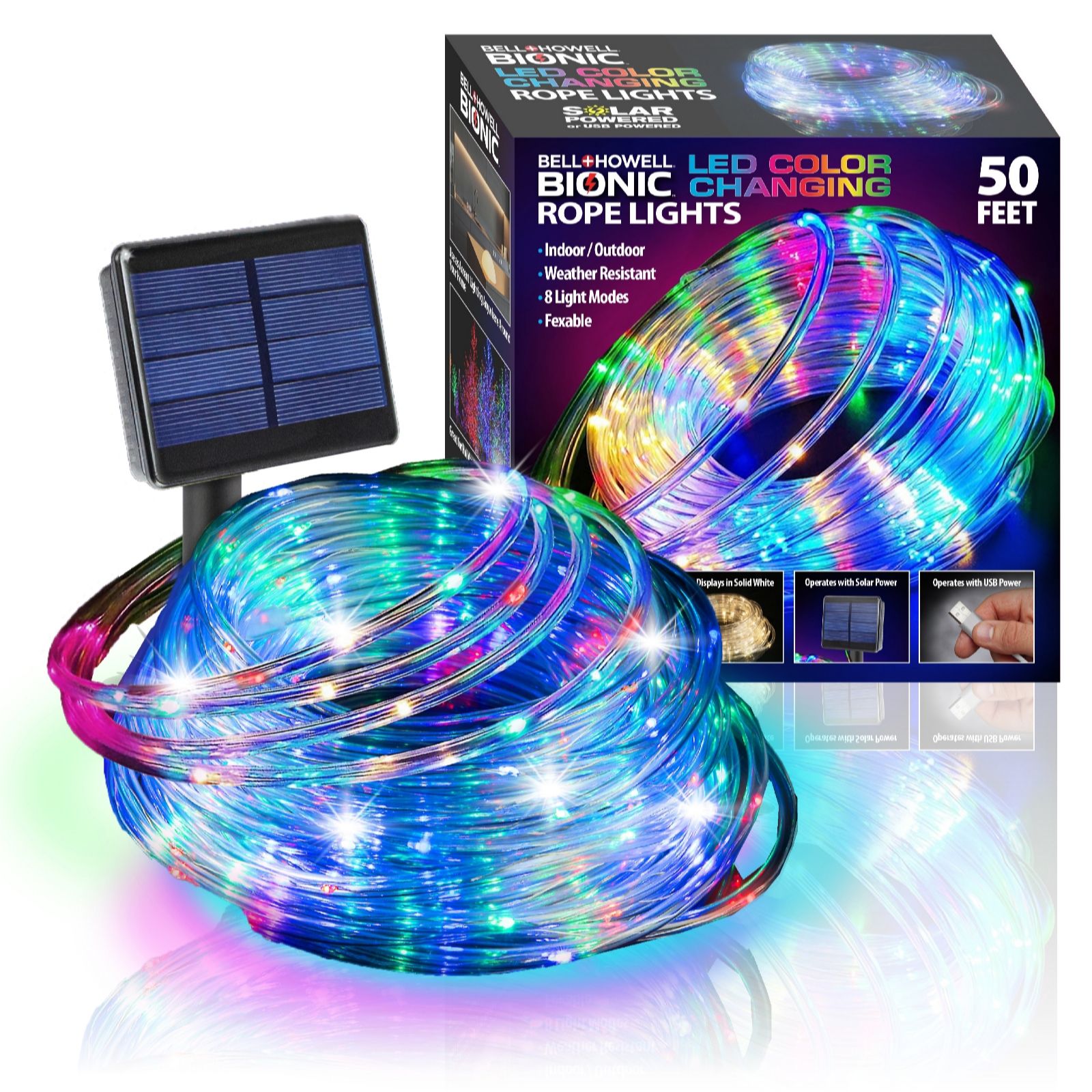 Bell & Howell Dual Powered 50ft Bionic Rope Light with Remote - QVC UK