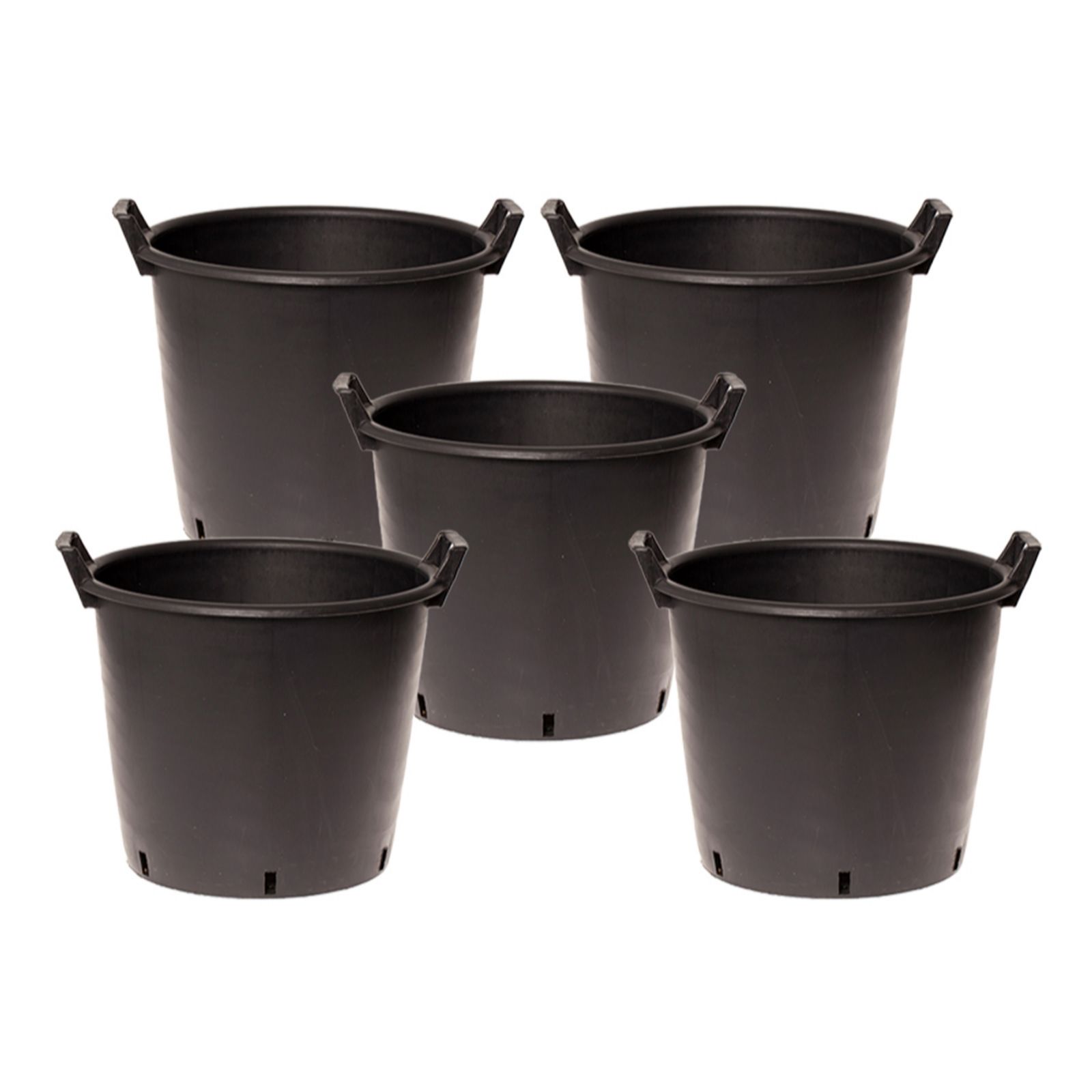 YouGarden Set of Black 5 Heavy Duty 30L Pots