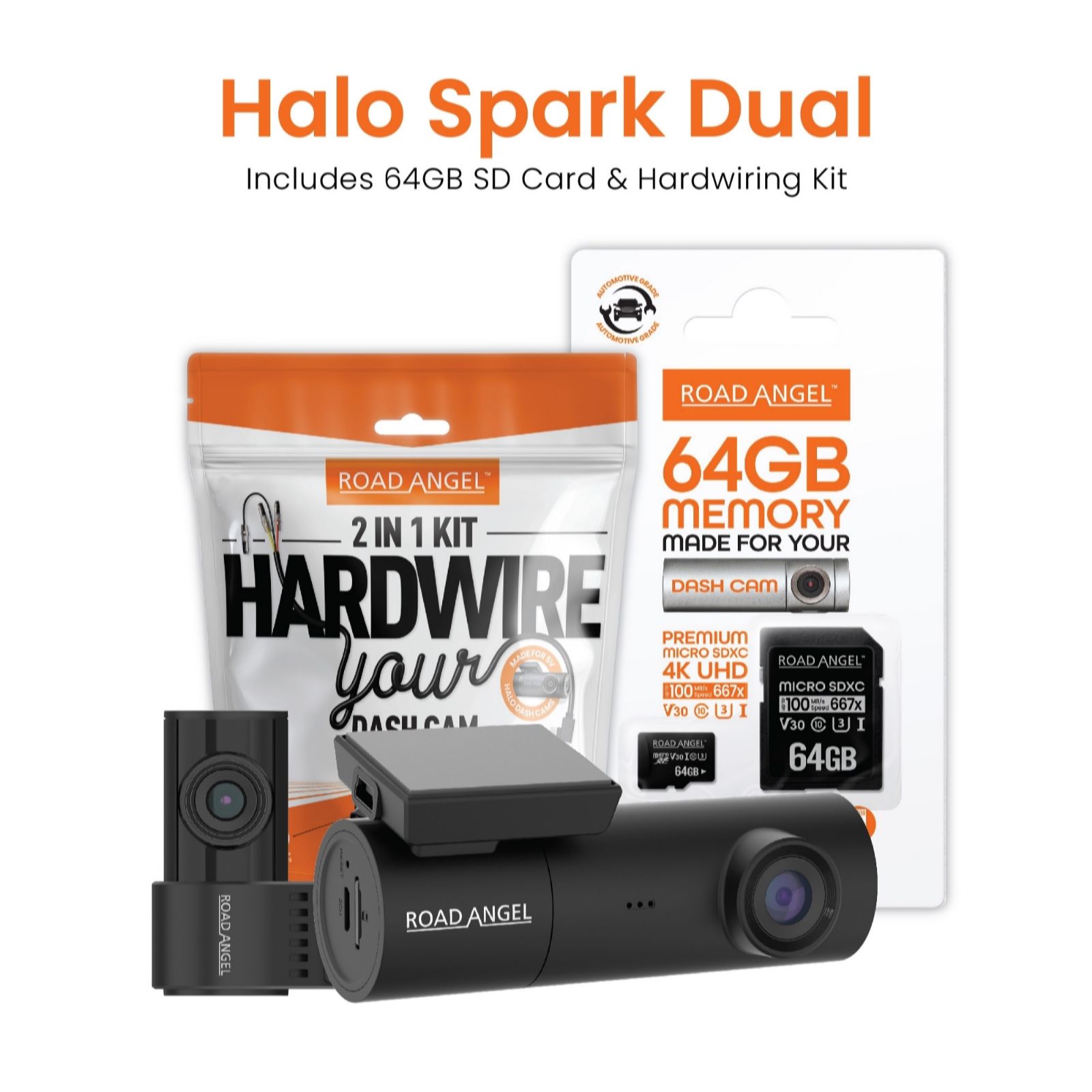 Road Angel Halo Spark 2K Dual Cam Bundle