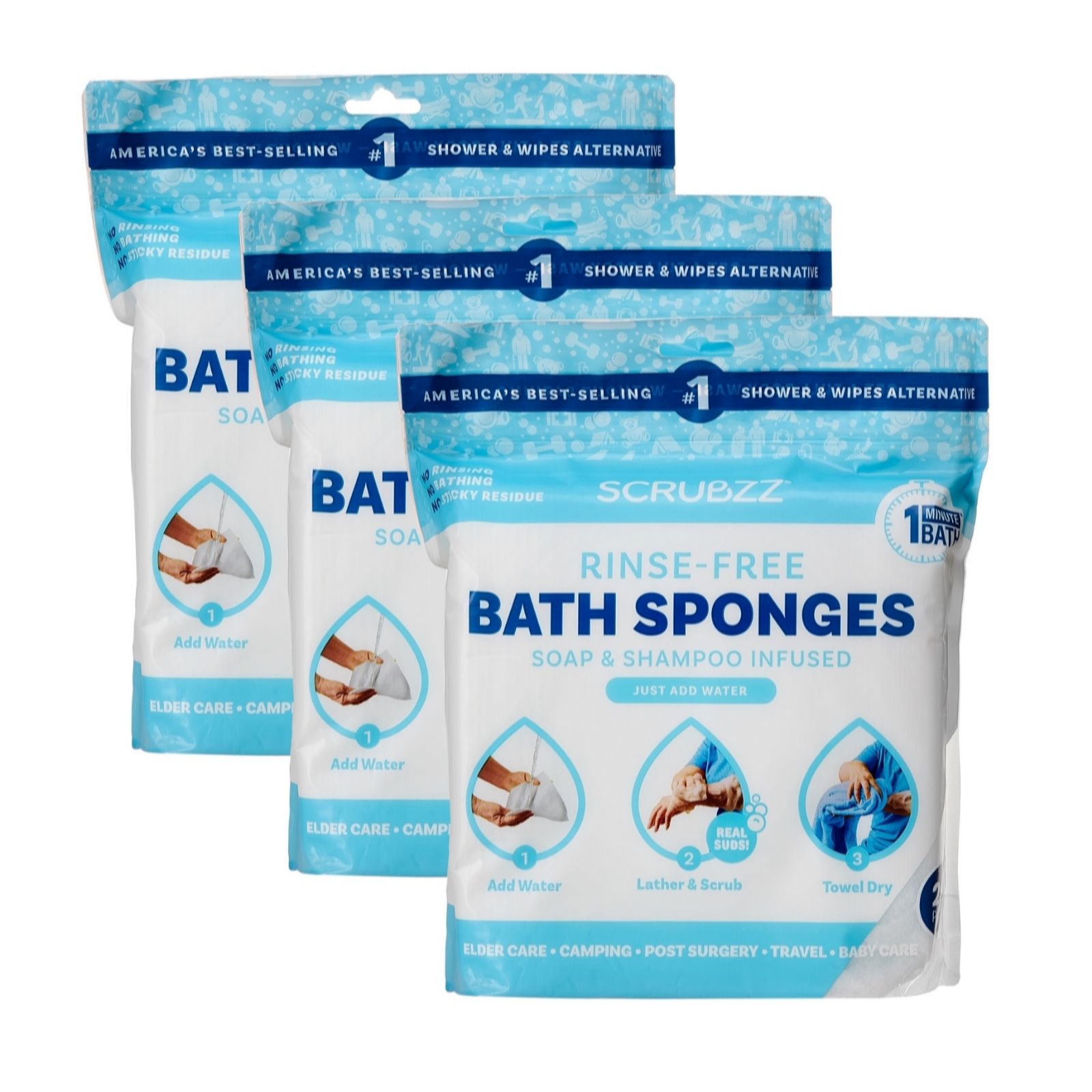 SCRUBZZ 75 Piece Rinse Free Bath & Shower Sponges