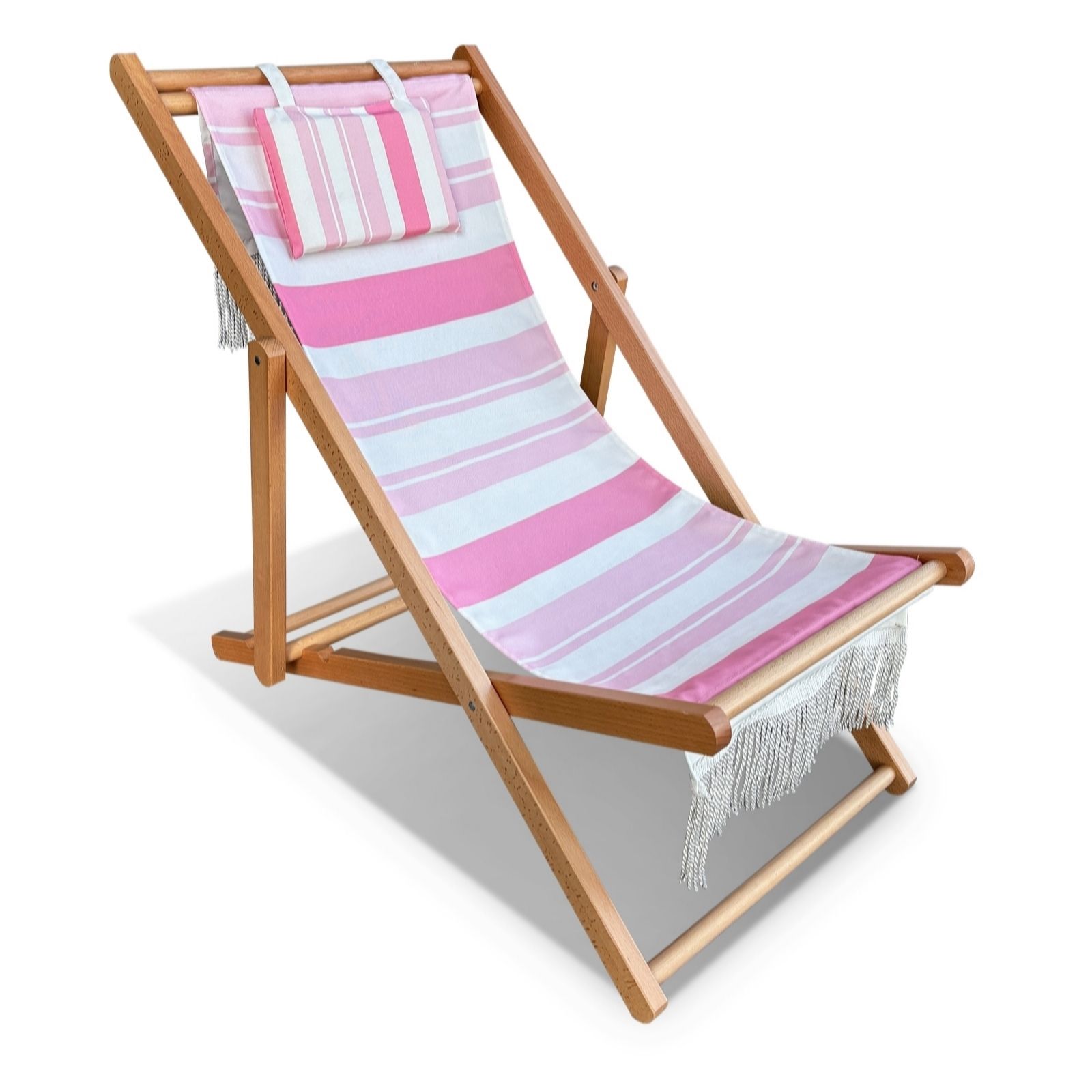 Outlet Garden Stories Pastel Striped Deckchair Pillow &Pocket Detail