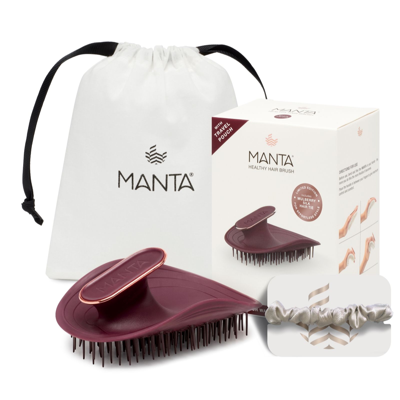 Manta Hair Brushl with Mulberry Silk Scrunchie