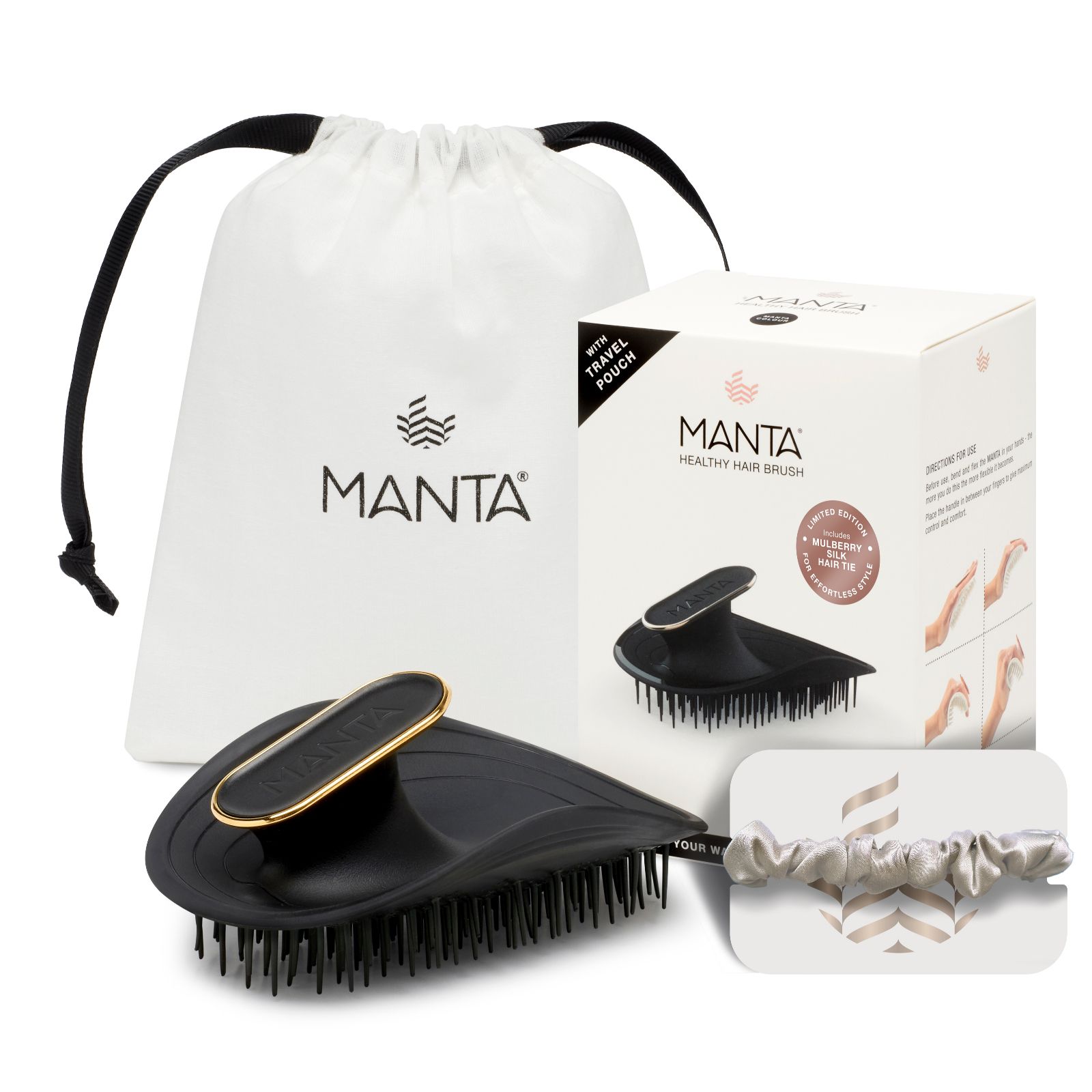 Manta Hair Brushl with Mulberry Silk Scrunchie