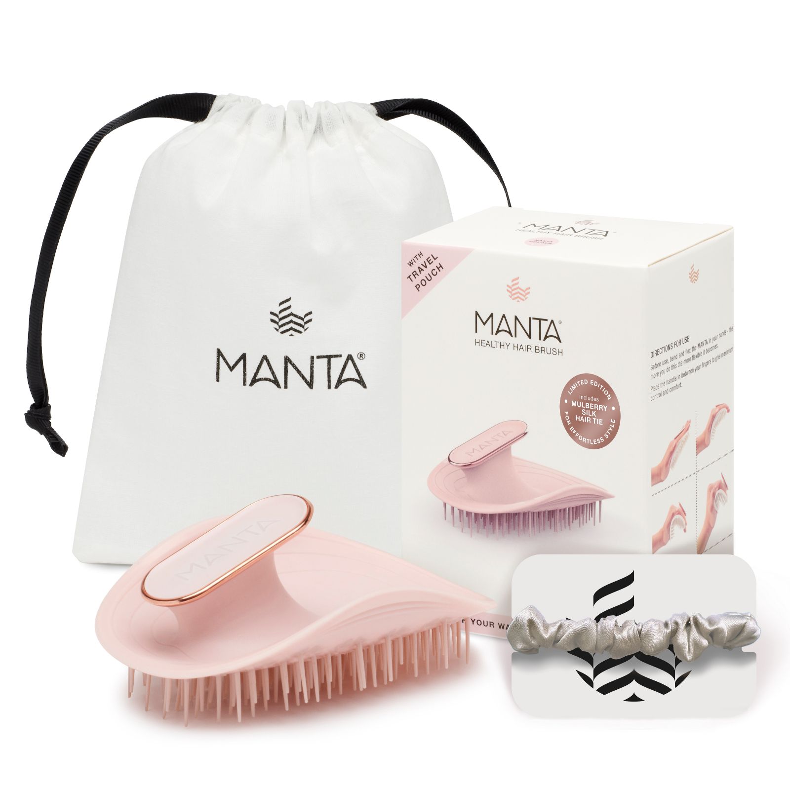 Manta Hair Brush with Mulberry Silk Scrunchie