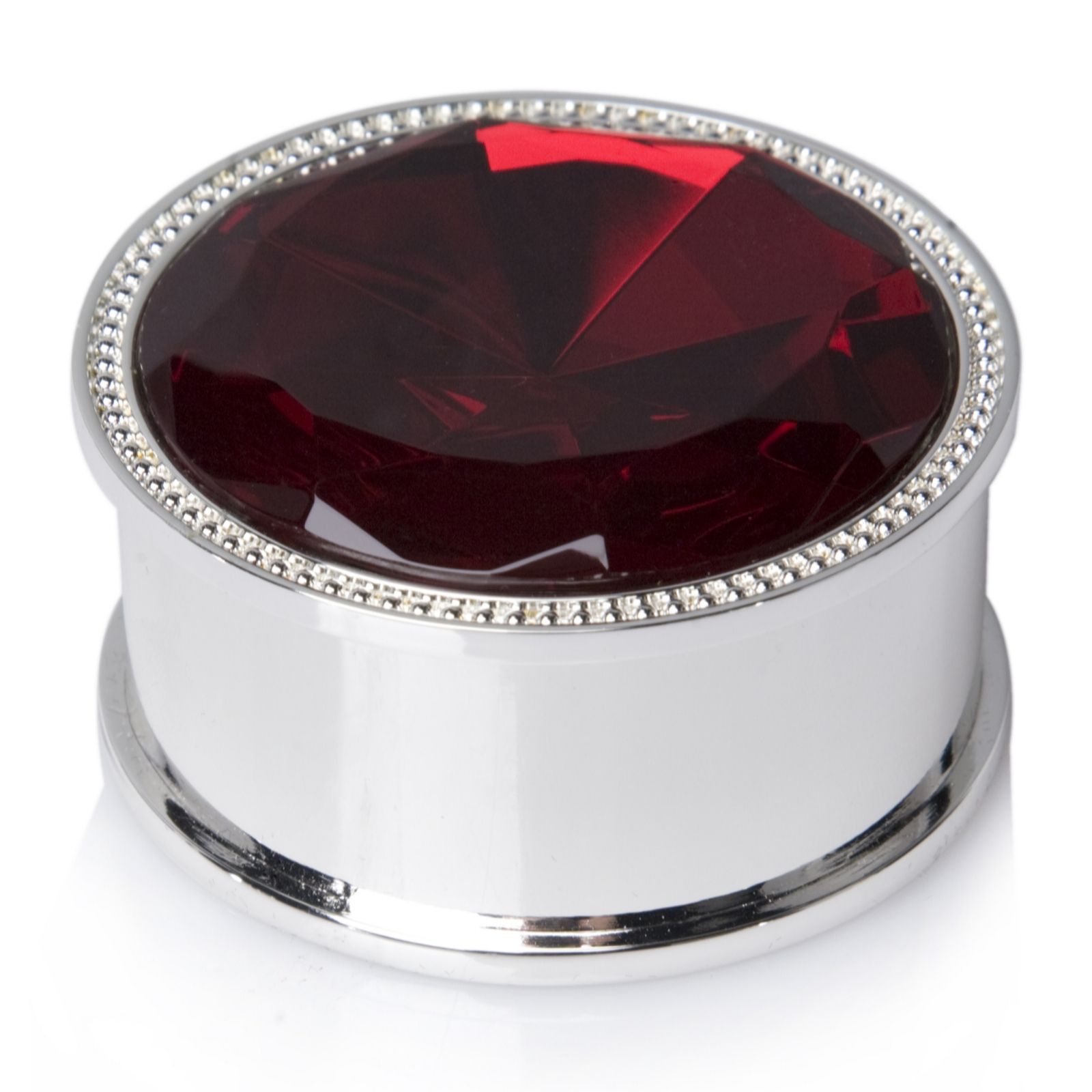 Silver Safekeeper™ Anti-Tarnish Lined Jewelry Box With Crystal Gem Top