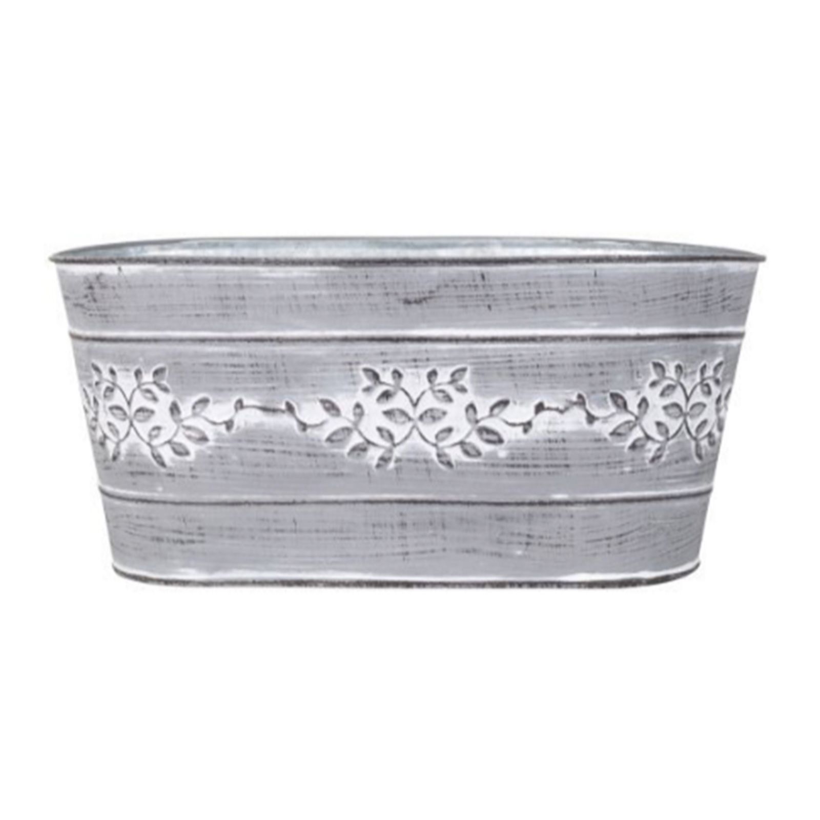 YouGarden Pair of Leaf Vine Tin Trough Planters