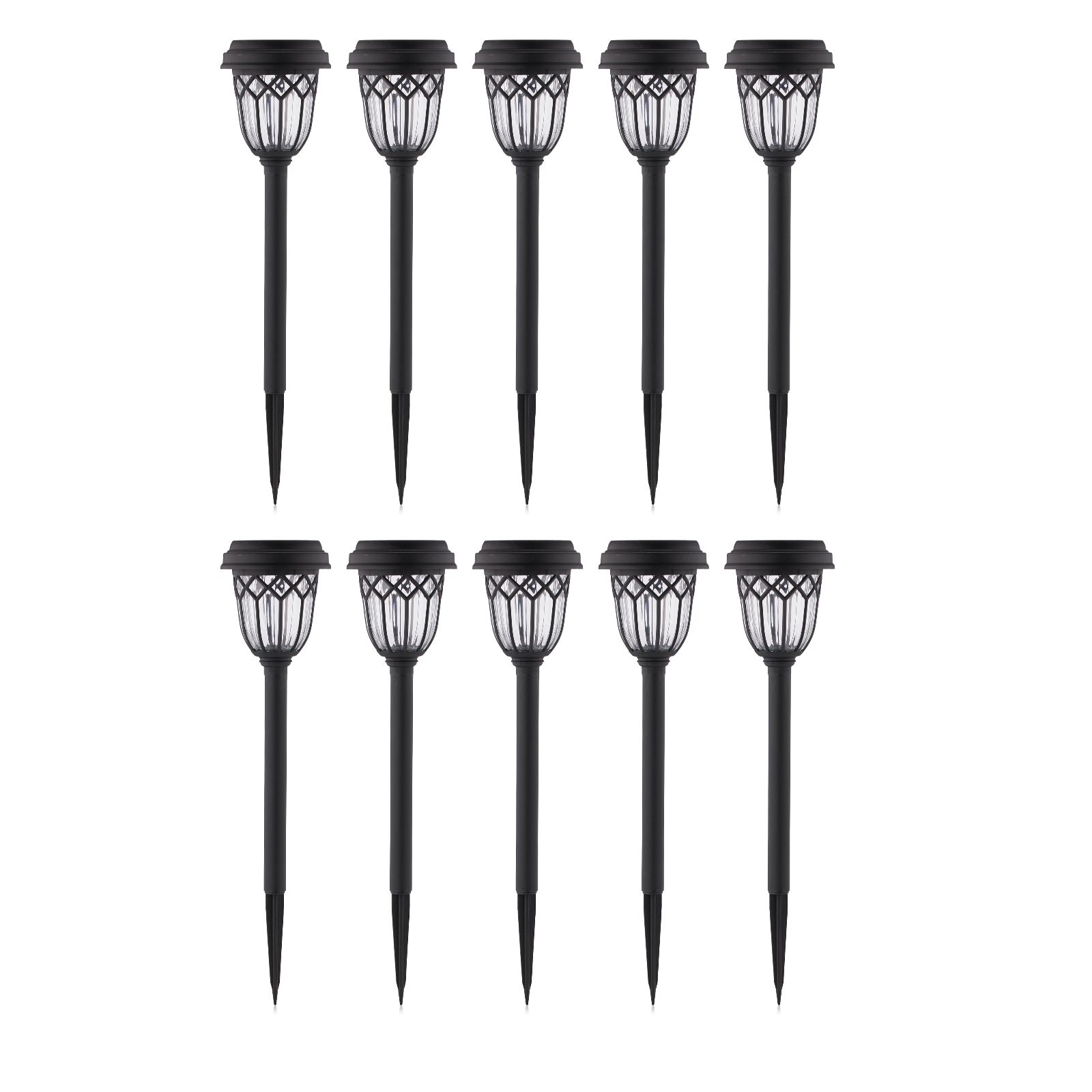Garden Stories Classic Set of 10 Dual Function Solar Glass Stake Lights