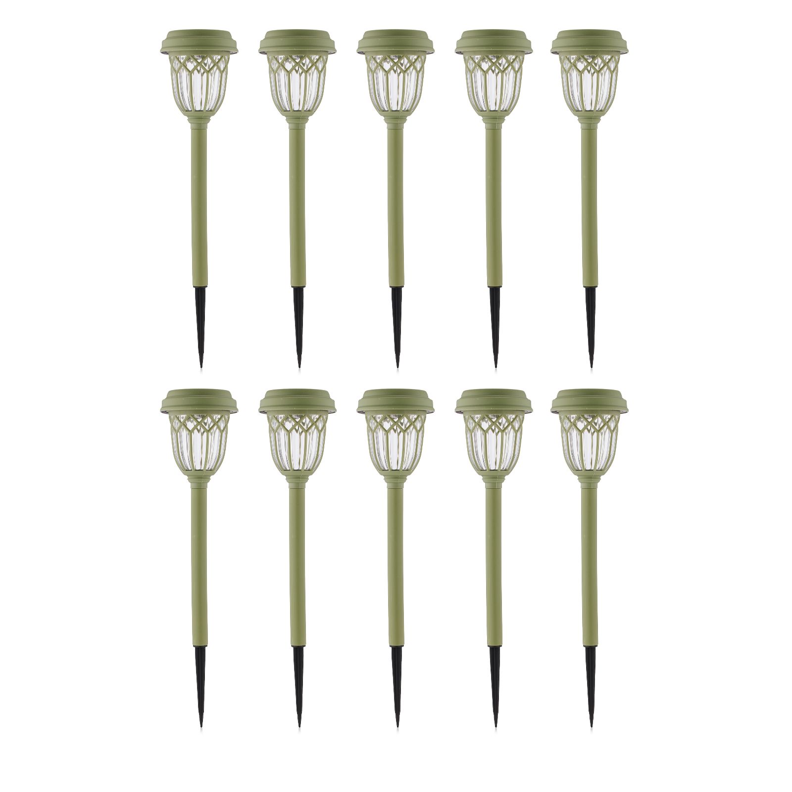 Garden Stories Classic Set of 10 Dual Function Solar Glass Stake Lights
