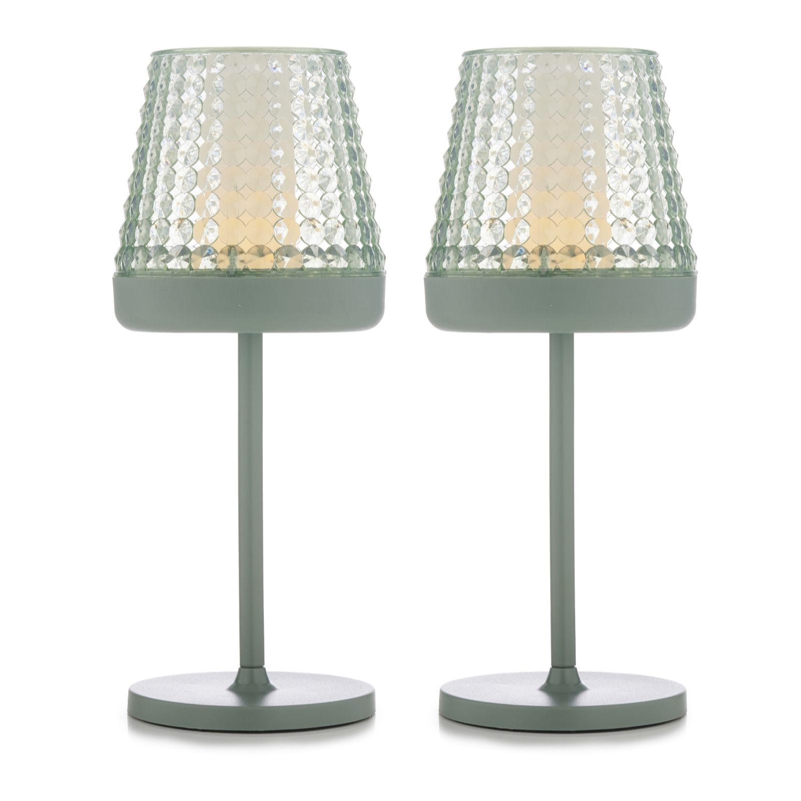 Outlet Garden Reflections Set of 2 Textured Glass Solar Table Lights