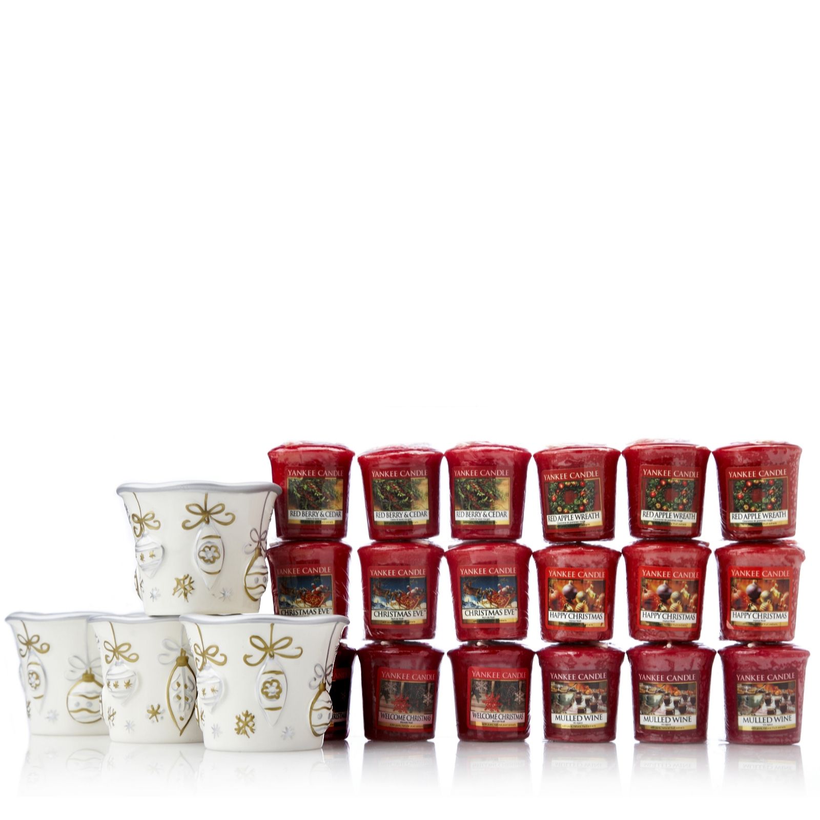Yankee Candles Christmas Bauble Votive Set QVC UK