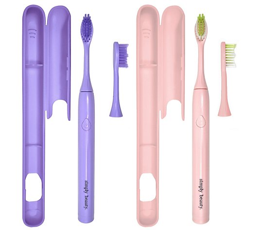 Simply Beauty Simply Smile Sonic Toothbrush Duo with 4 Brush Heads