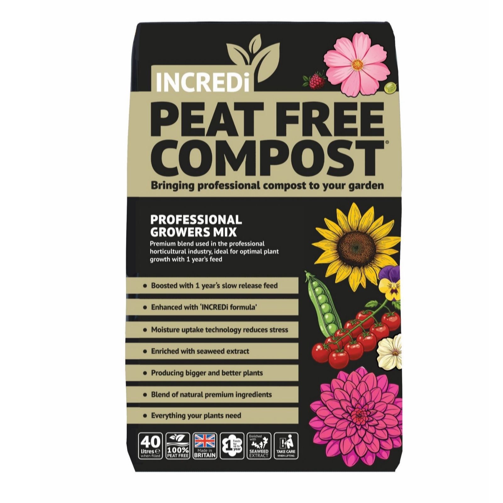 Premium Professional Growers Compost 40L x1 +120g Incredibloom