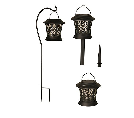Luxform Set of 2 3 in 1 Ornate Solar Lanterns