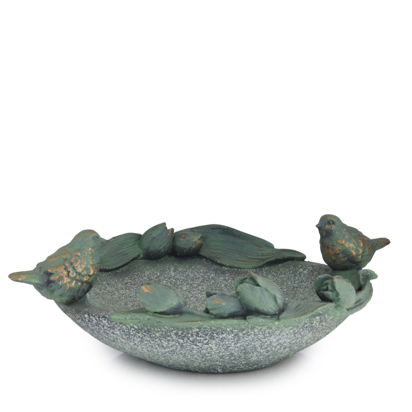 Garden Stories Bird Bath with Birds and Floral Edge