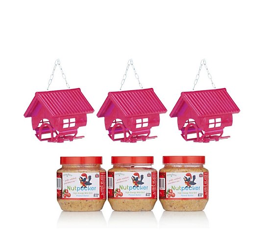 Grumpy Gardener Nutpecker 3x Feeding Houses with 3 Nutpecker Jars