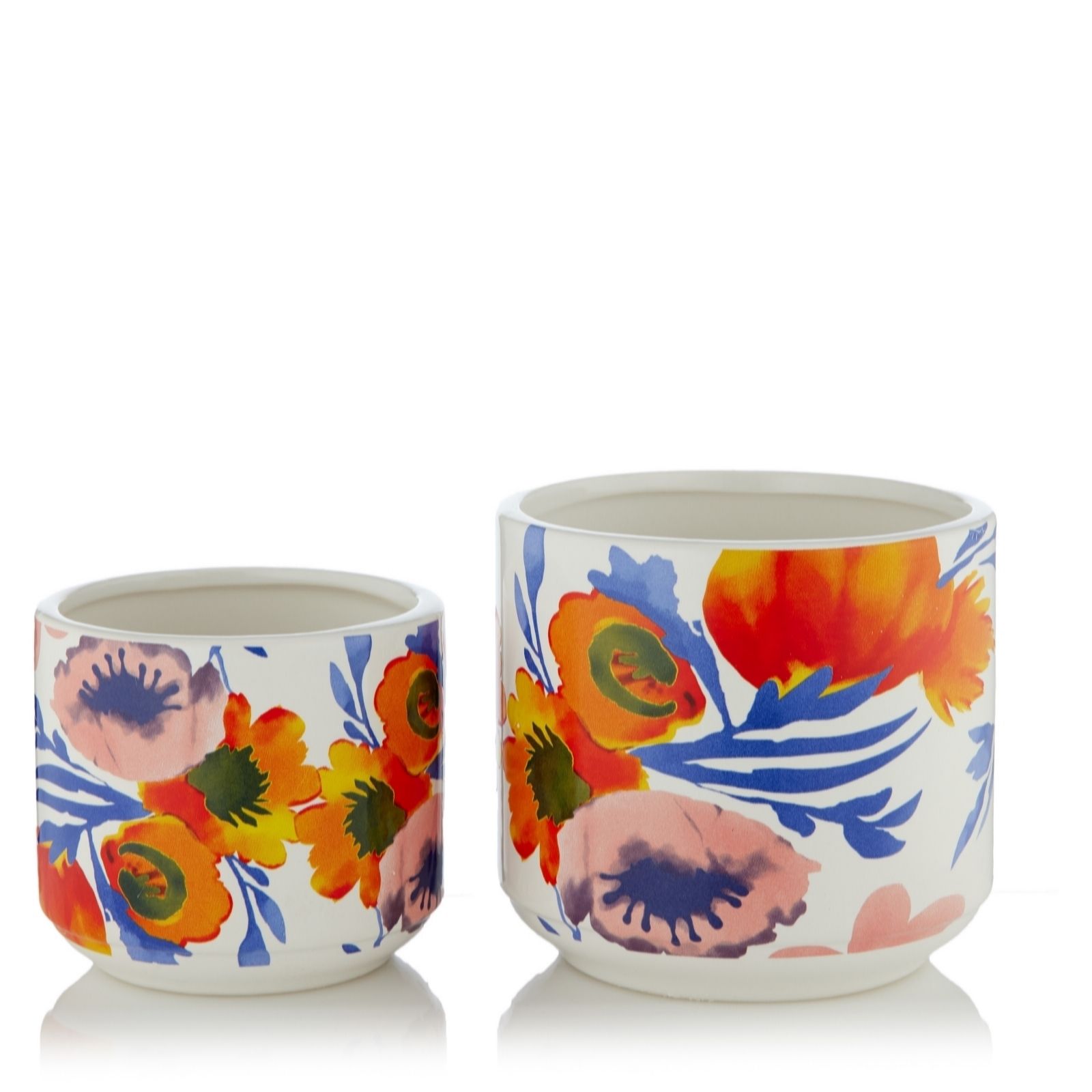 Outlet Garden Reflections 2 x Outdoor Ceramic Floral Design Plant Pots