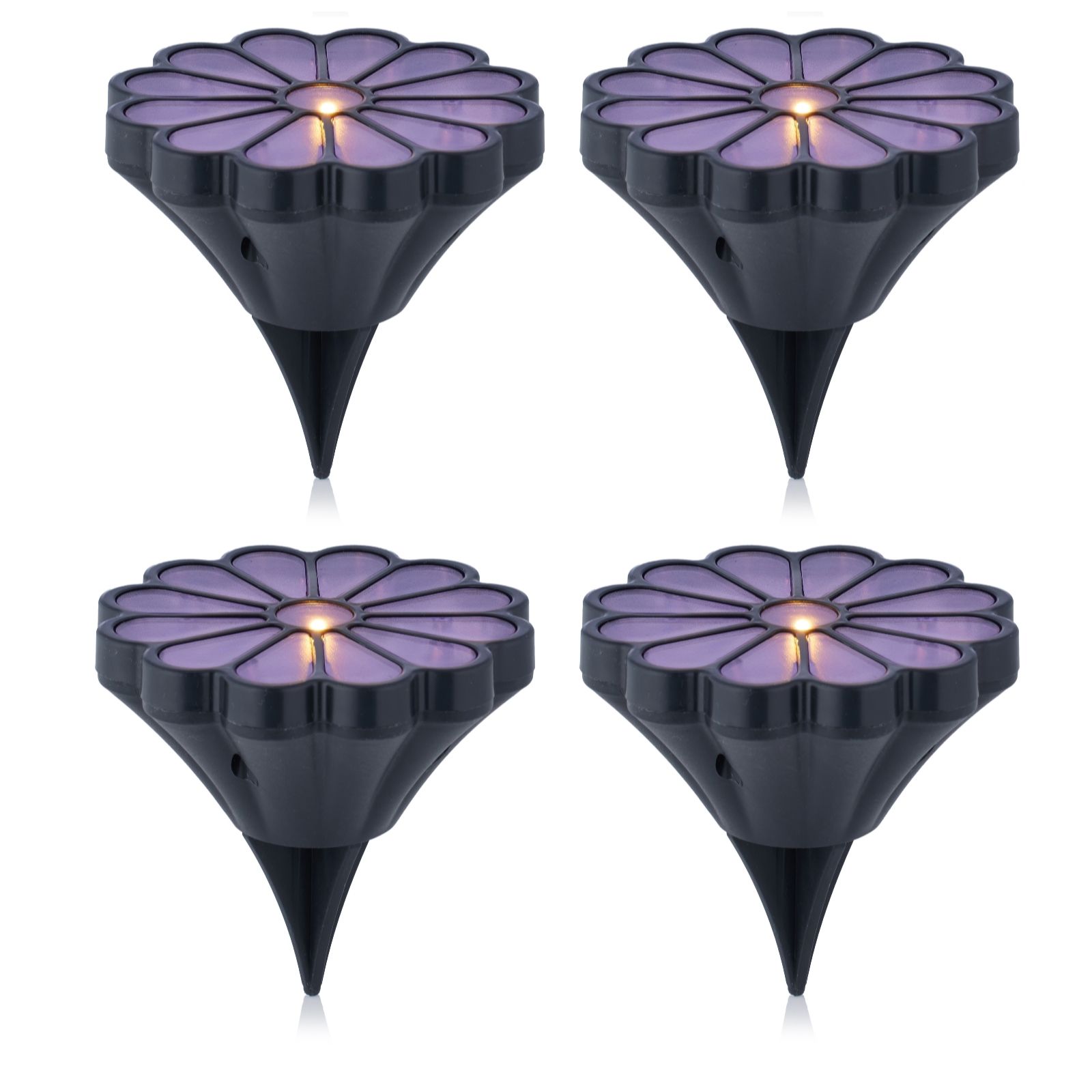 Garden Stories Set of 4 Solar Daisy Ground Stake Lights