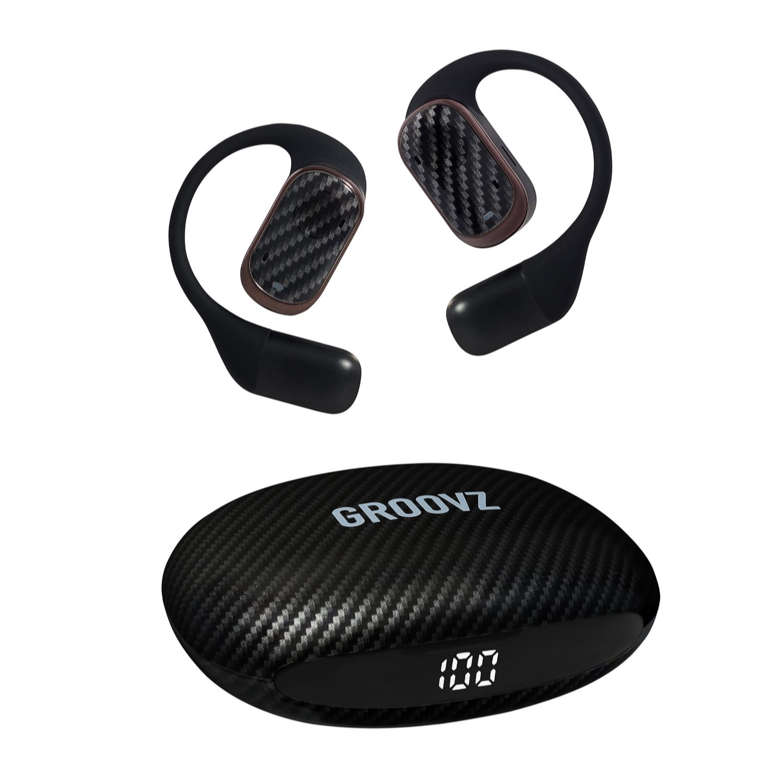 Groovz Open Ear Wireless Earbuds w/ LED Charging Case 26Hr Battery life