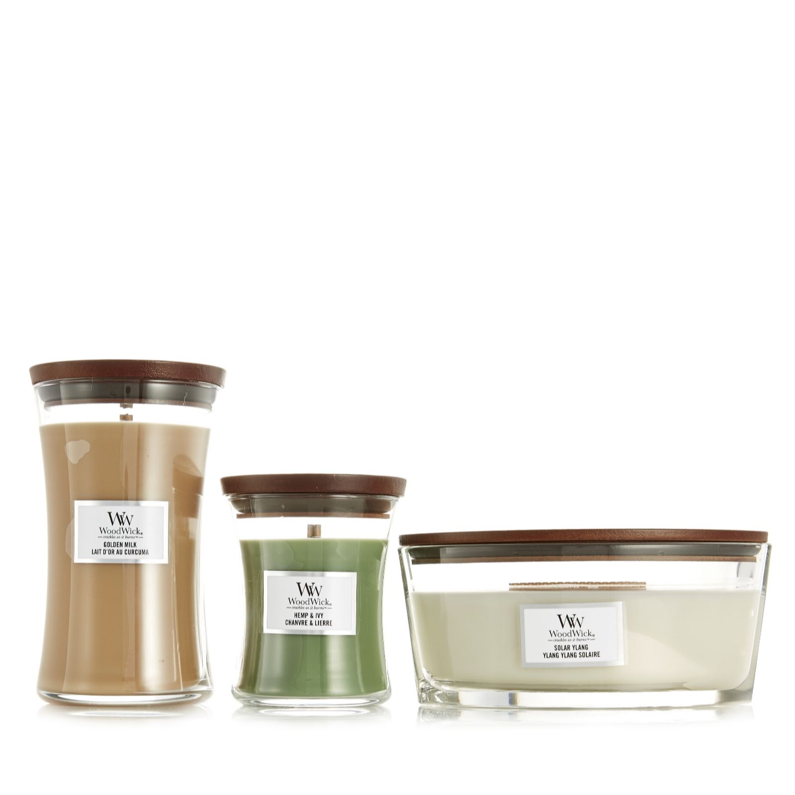 Woodwick 3 Piece Ellipse Hourglass Spring Candle Collection QVC UK