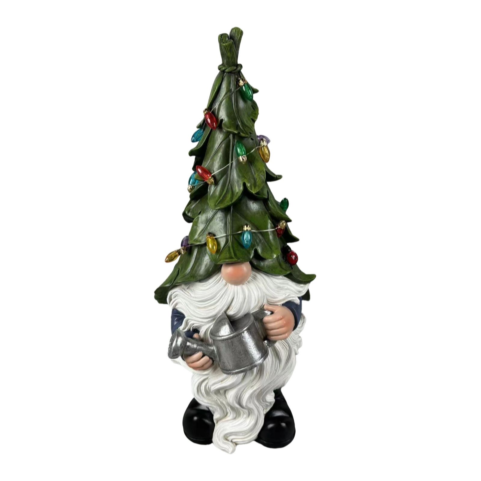 Garden Reflections Solar Pre-Lit Christmas Gnome with Watering Can