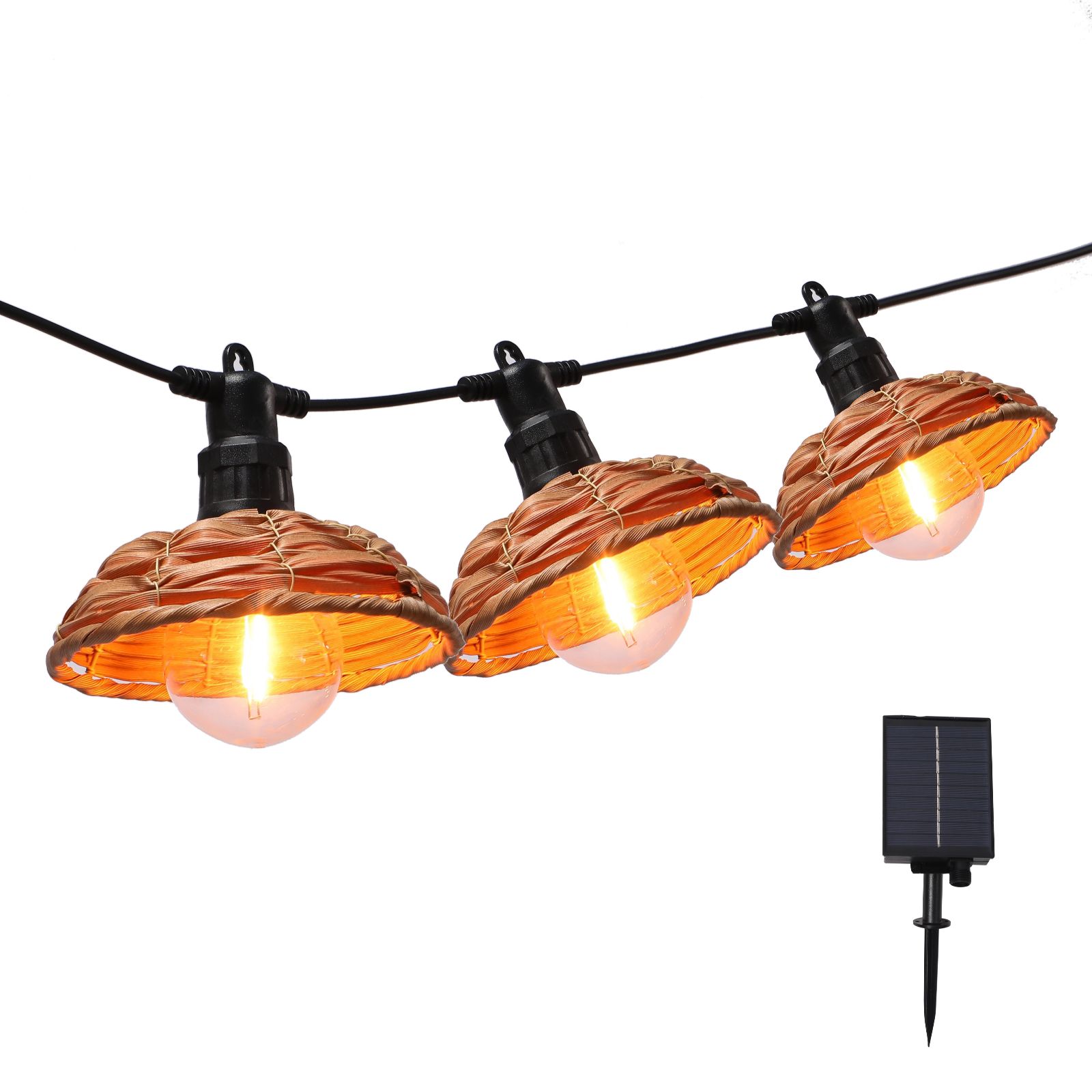 Outlet Sara Davies Garden Festoon Solar Lights with Rattan Shade