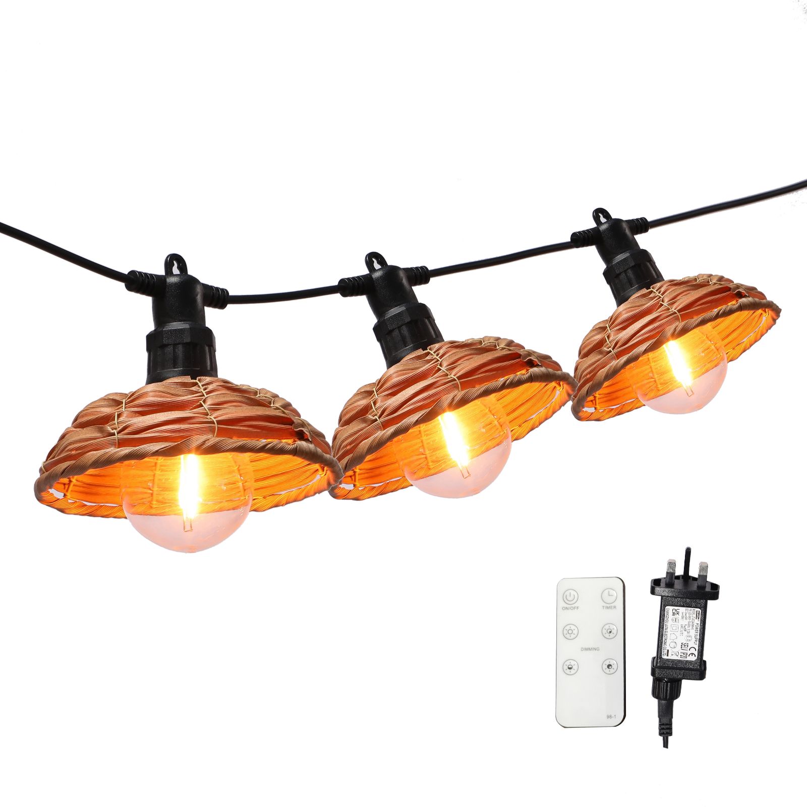 Outlet Sara Davies Garden Festoon Solar Lights with Rattan Shade