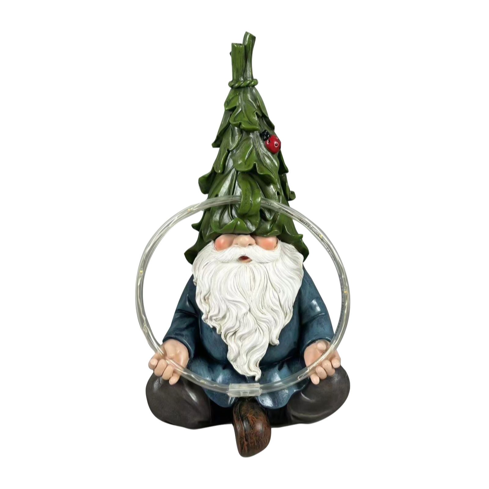 Garden Reflections Solar Pre-Lit Christmas Gnome with Ring Light