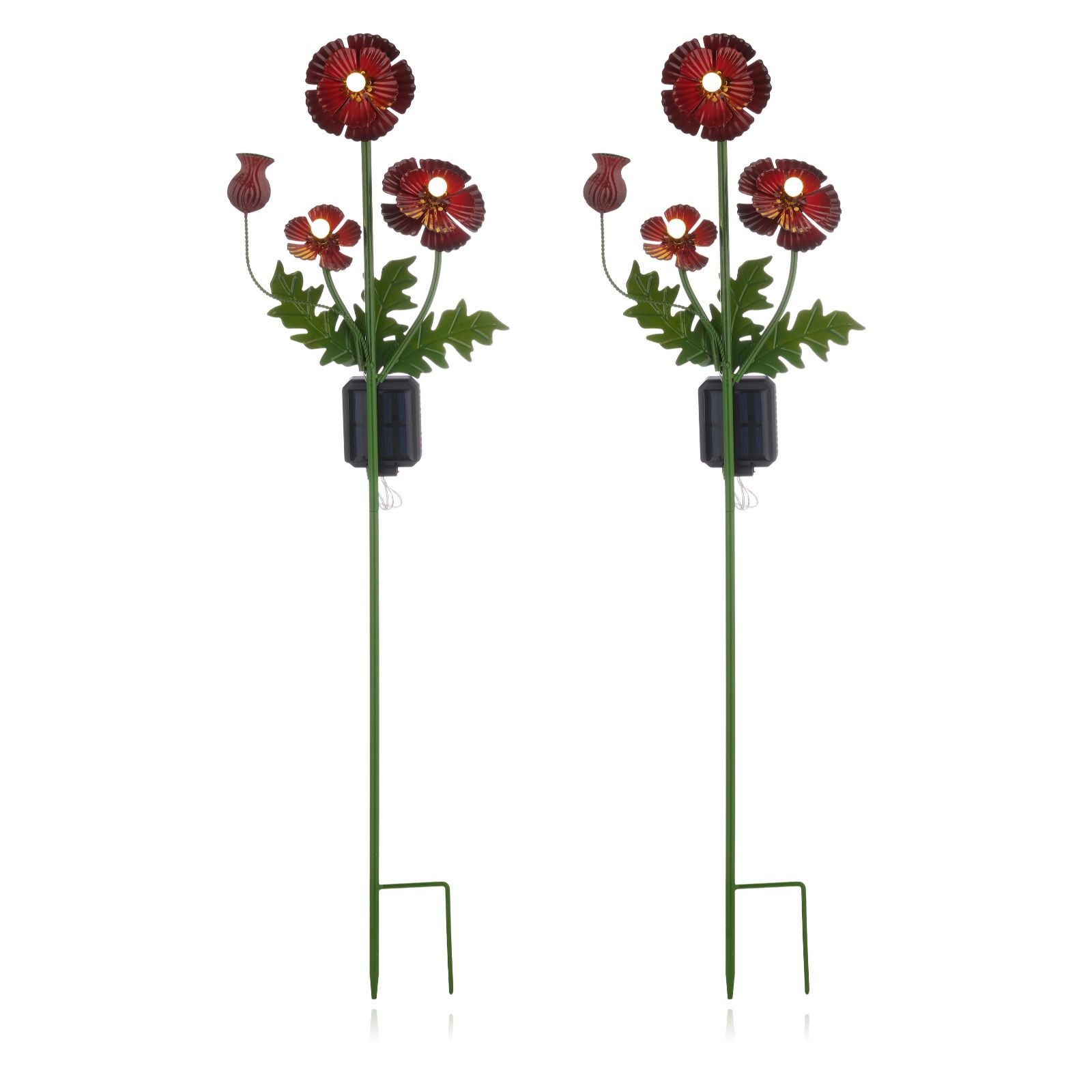 Outlet Garden Stories Colour Splash Set of 2 Poppy Stake Lights