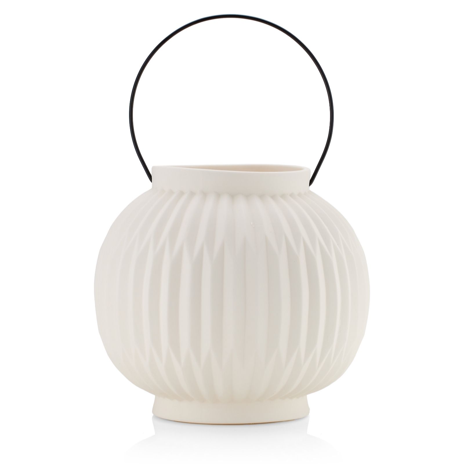 Garden Reflections Large Battery Operated Porcelain Sphere Fluted Light