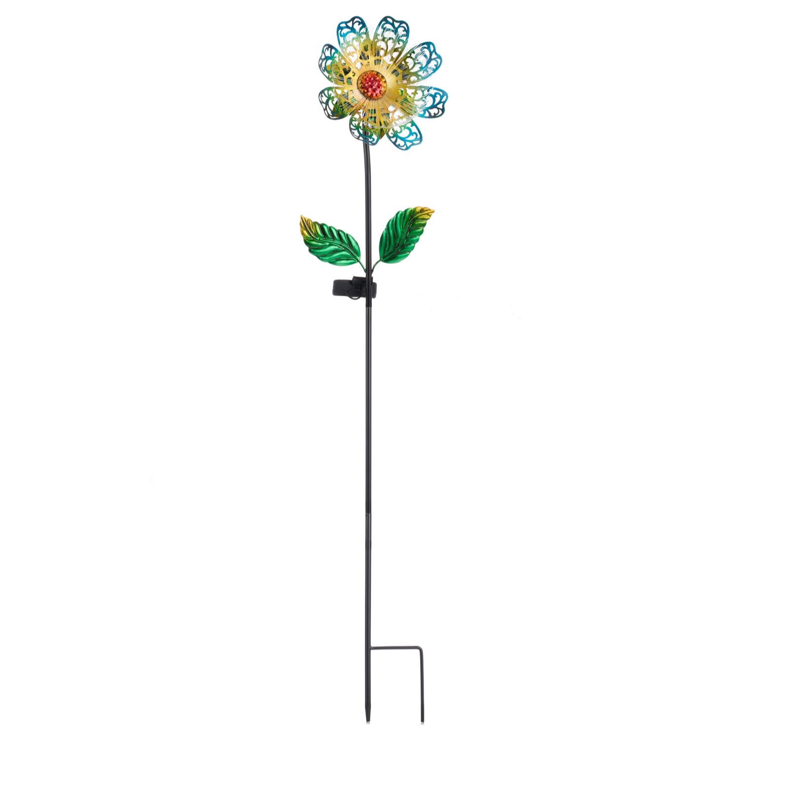 Garden Reflections Set of 2 Fibre Optic Solar Metal Flower Stakes