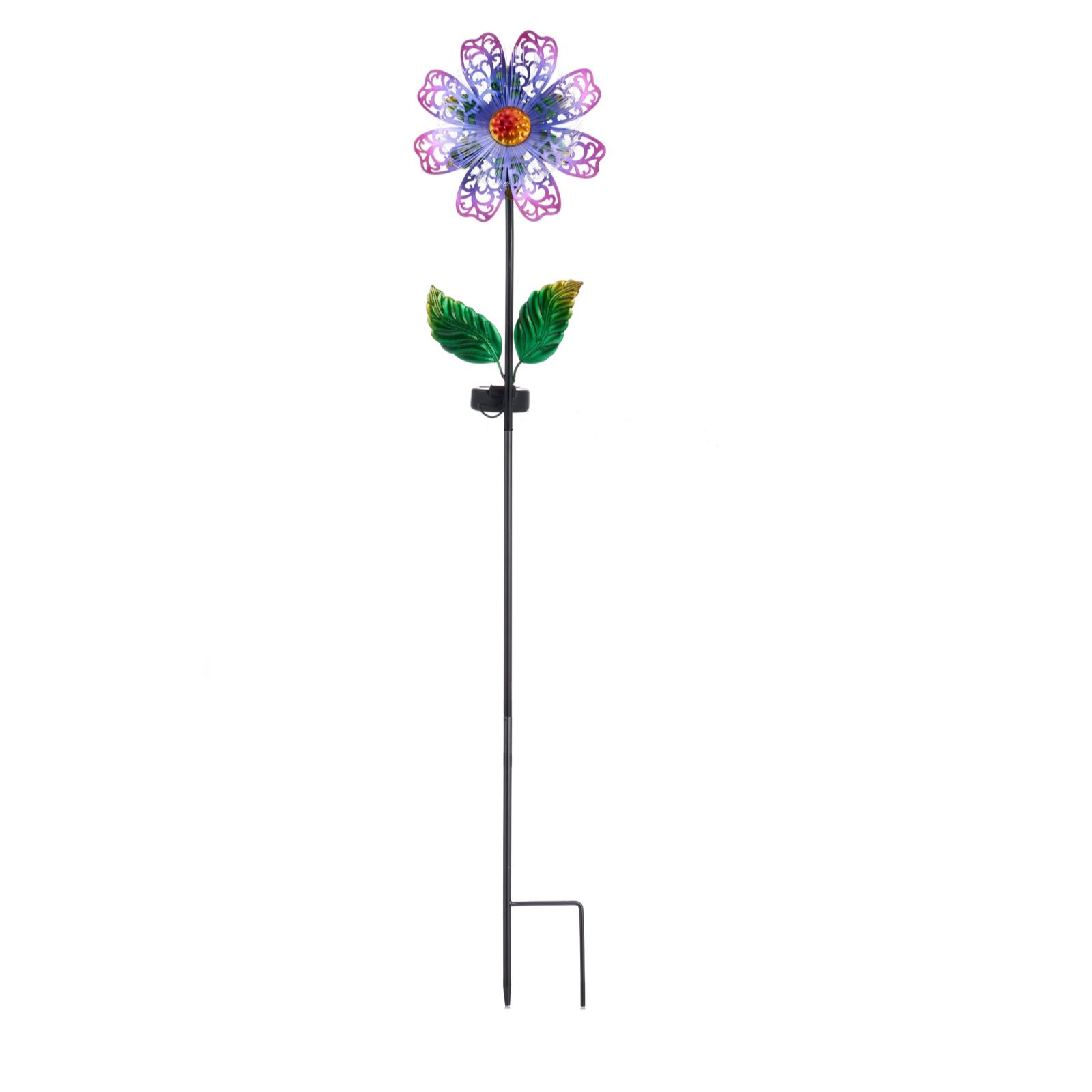 Garden Reflections Set of 2 Fibre Optic Solar Metal Flower Stakes