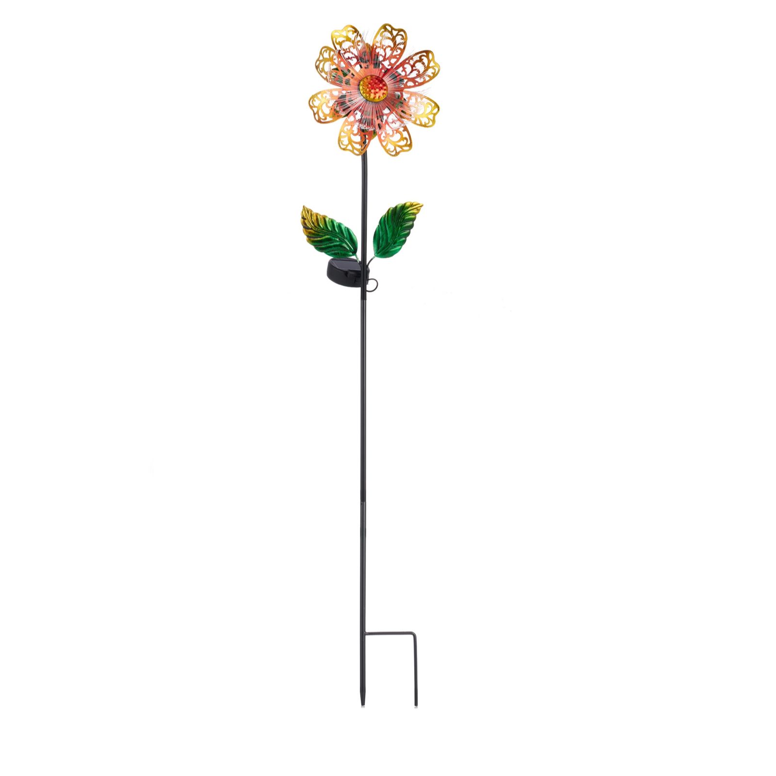 Garden Reflections Set of 2 Fibre Optic Solar Metal Flower Stakes